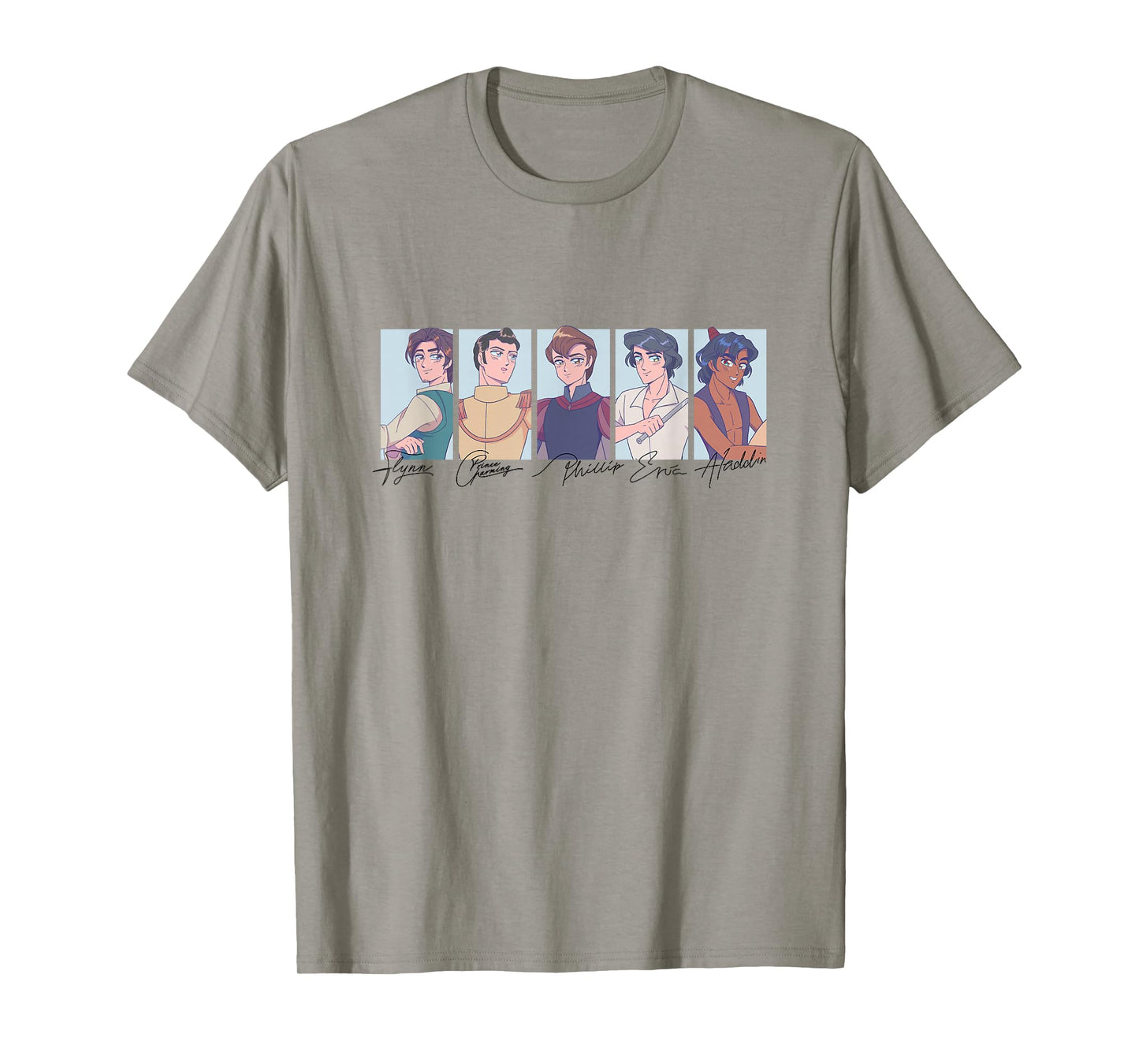 Disney Princess Princes Manga Version Group Shot Big Panels T-Shirt