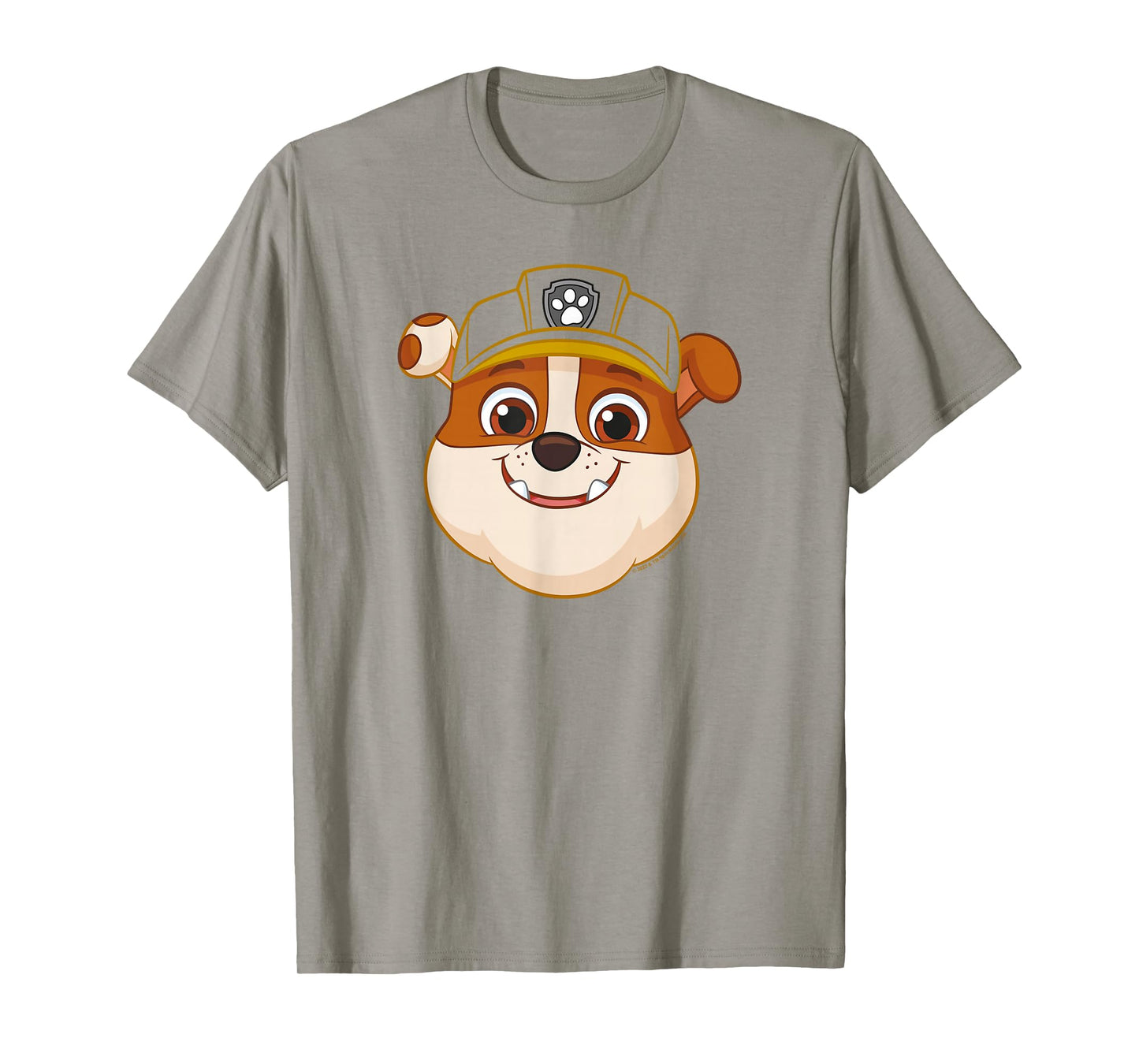 Paw Patrol Rubble Grin T-Shirt - Boys, Kids, Unisex - Yellow - Cartoon Bulldog - Crew Neck - Short Sleeve - Small (5-6 years) - Machine Wash