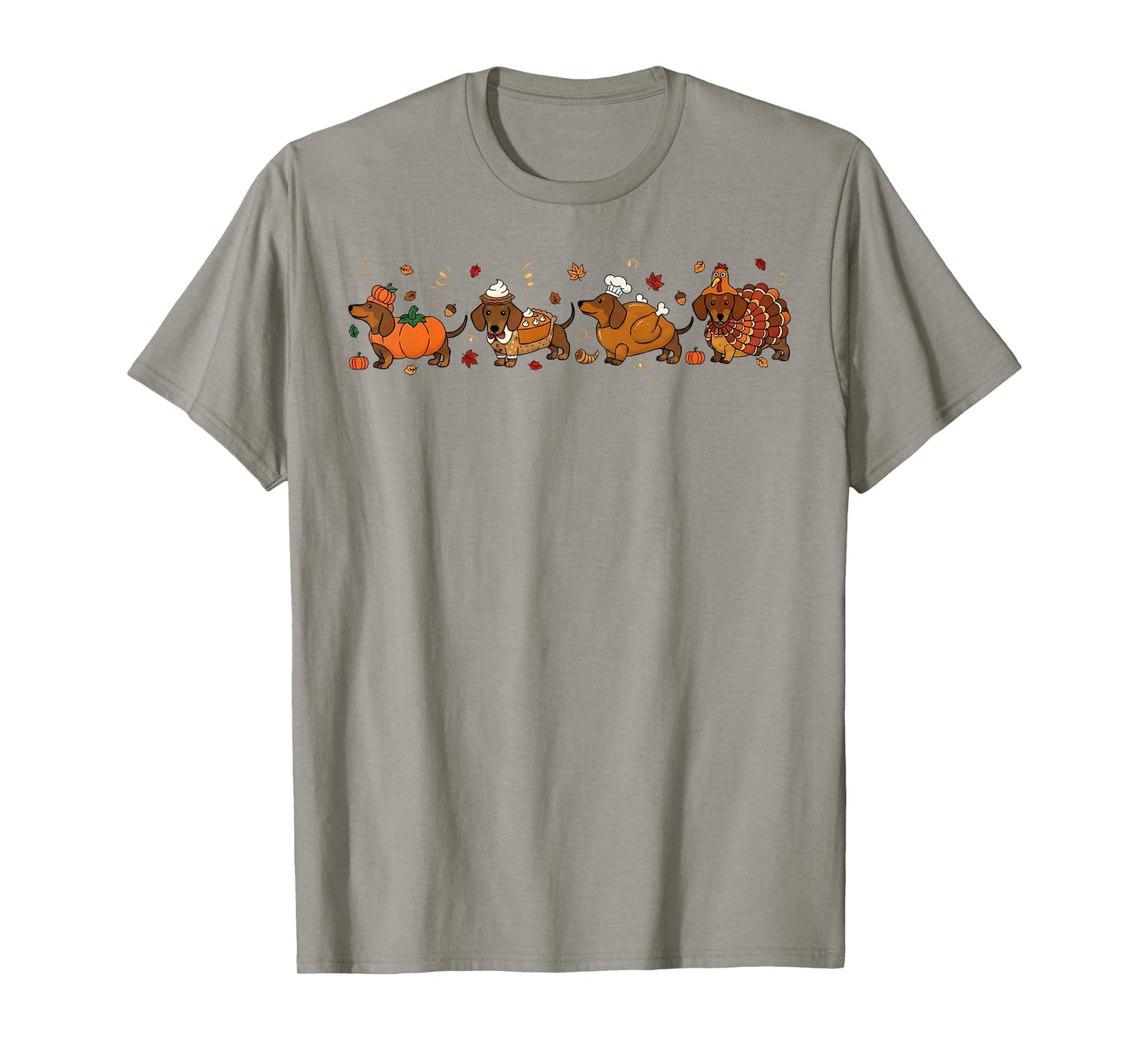 Autumn Pumpkin Fall Dachshund Thanksgiving Womens Mens Kids T-Shirt