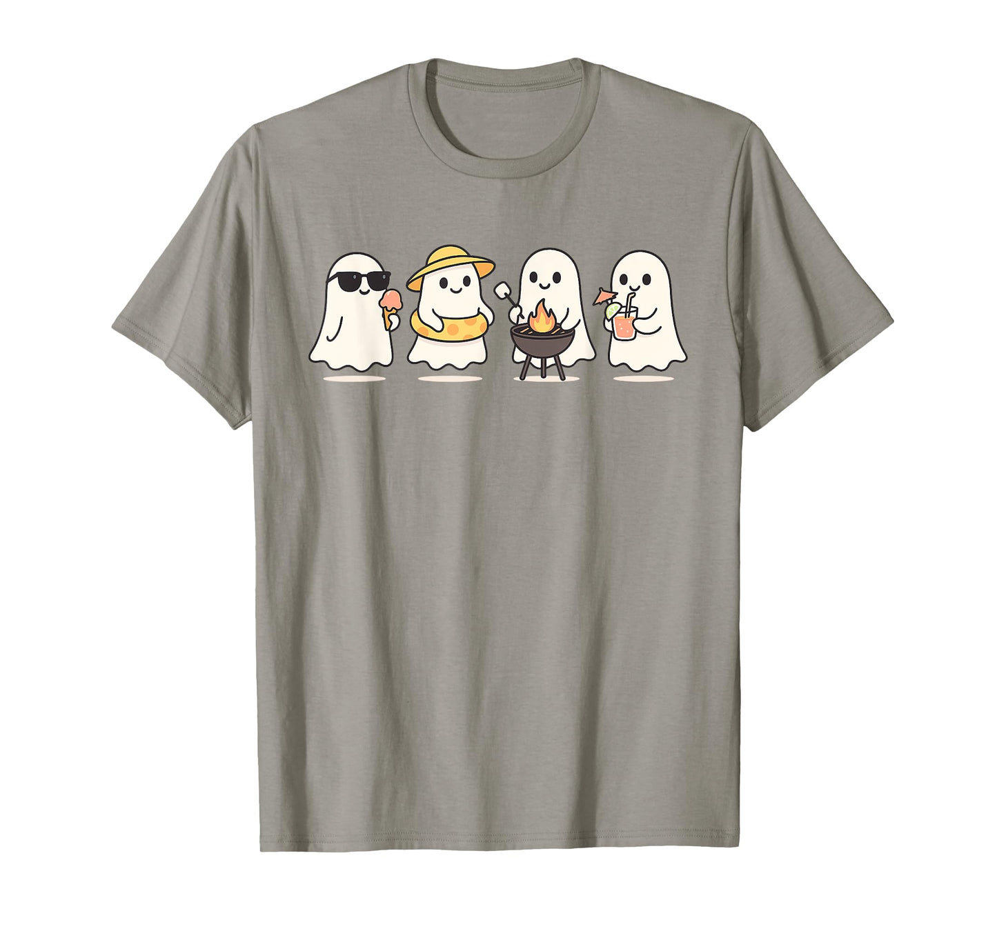 cute Ghost Beach vacation summer Halloween BBQ ice cream T-Shirt