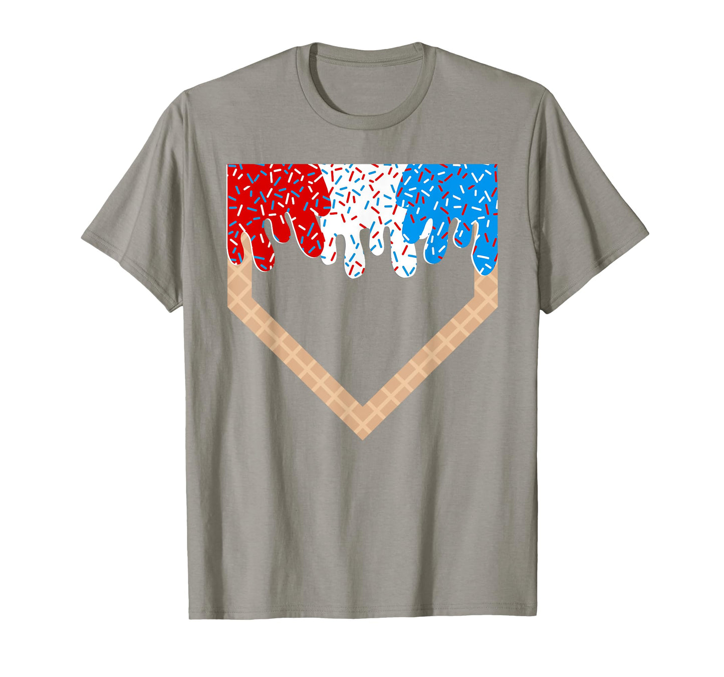 Red White and Blue Baseball Drip Ice Cream Sprinkles Boys T-Shirt