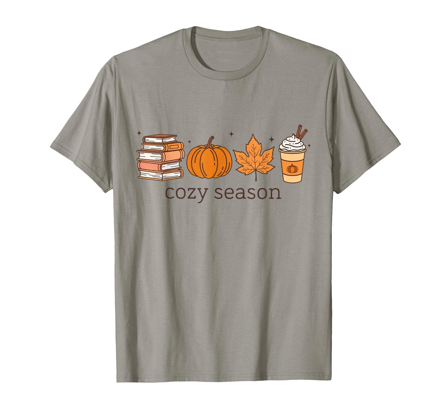 Cozy Season Books Pumpkin Autumn Leaves Coffee Fall Vibes T-Shirt