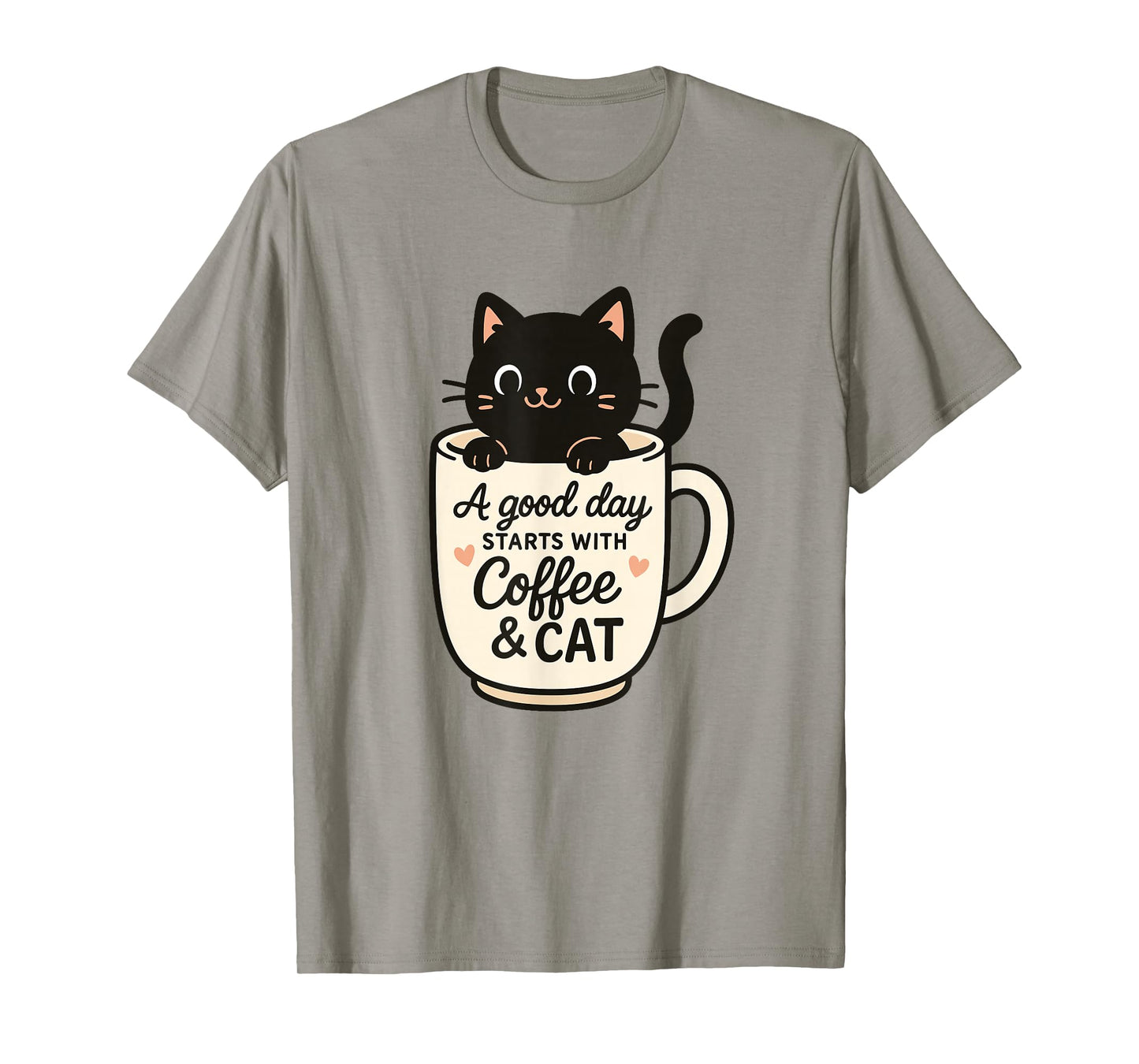 Cute Coffee Cat A Good Day Starts with Coffee Cat Lovers T-Shirt