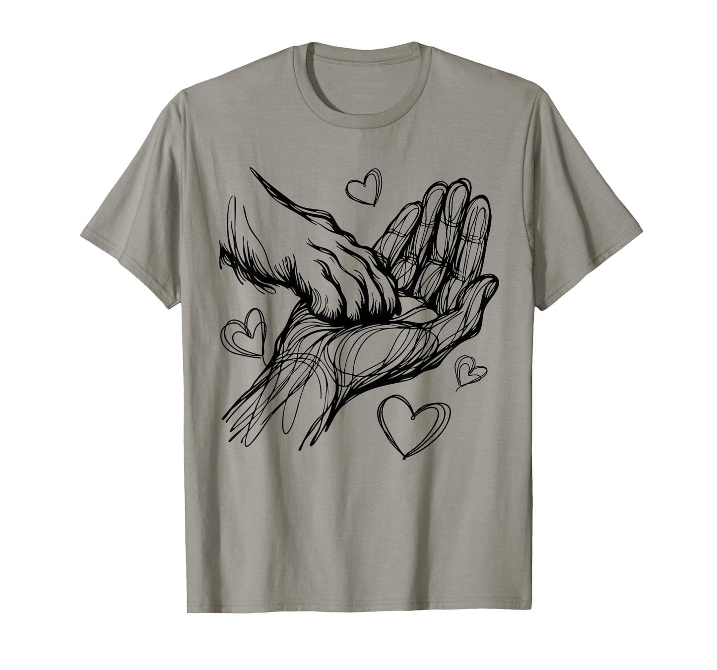 Cute Heart Human And Dog Paw Fist Bump Dog Lover Friendship T-Shirt