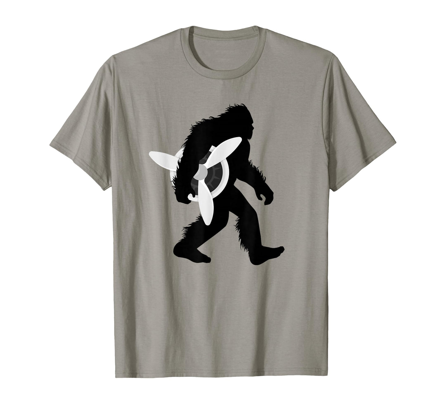 Bigfoot Carrying Airplane Propeller Sasquatch Pilot T-Shirt