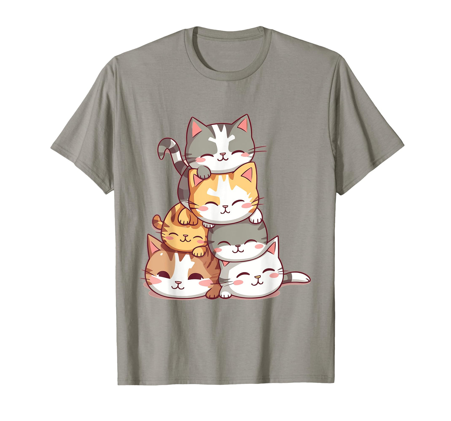 Cat Cute Kitty Pile Cats Anime Kawaii Neko Women Girls T-Shirt