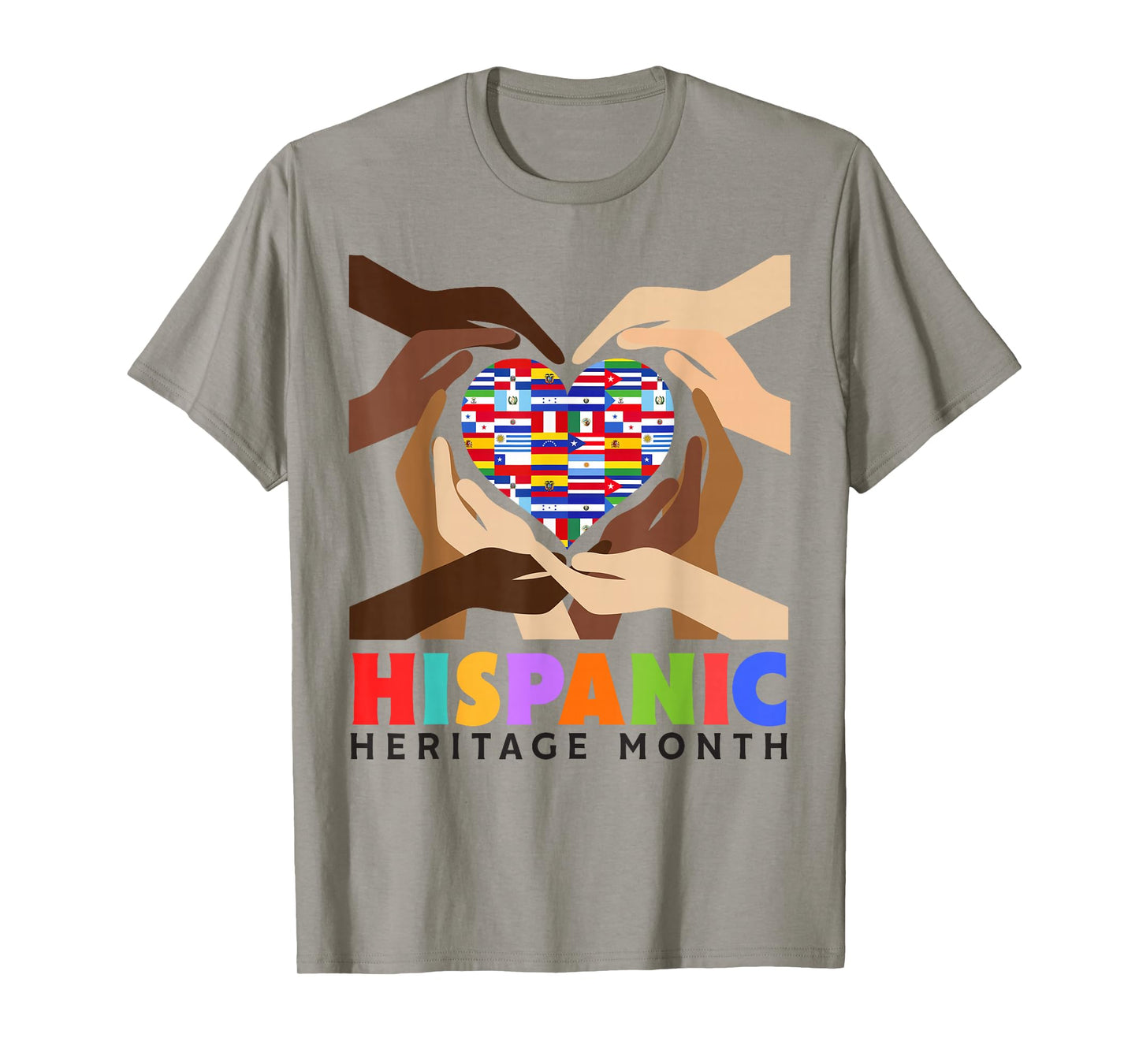 Hispanic Heritage Month All Countries Heart Hands T-Shirt