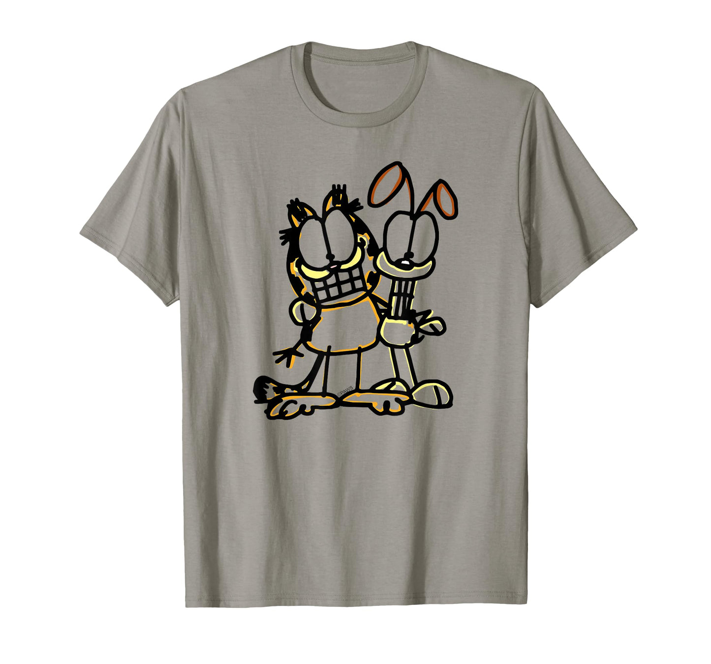 Garfield Sketch Garfiled and Odie Cartoon Cat and Dog T-Shirt