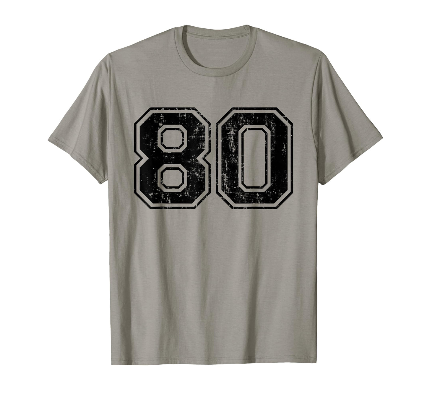 Number 80 Varsity Distressed Vintage Sport Team Player's Fan T-Shirt