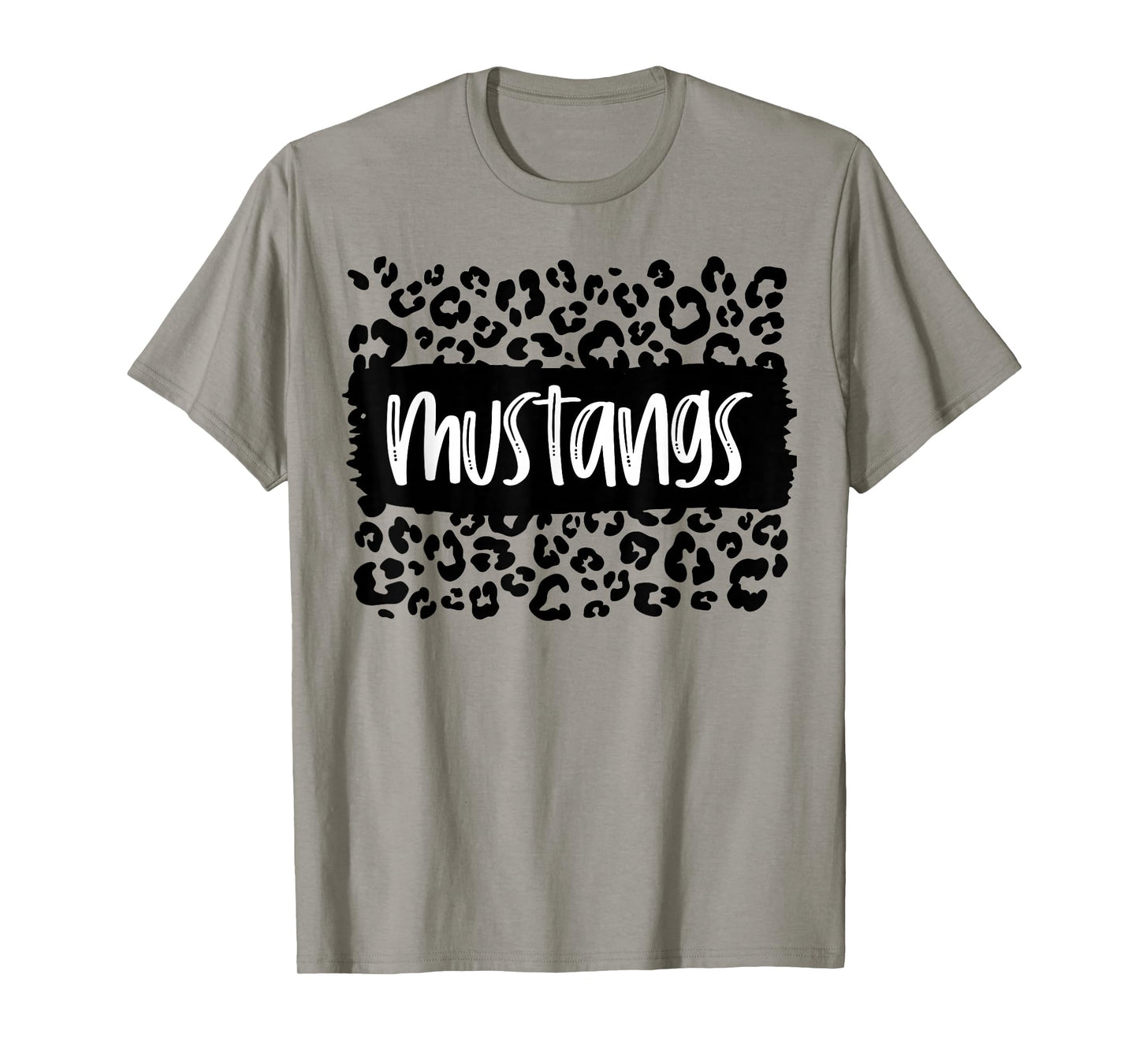 Mustangs Team Mascot School Spirit Game Night Leopard Print T-Shirt