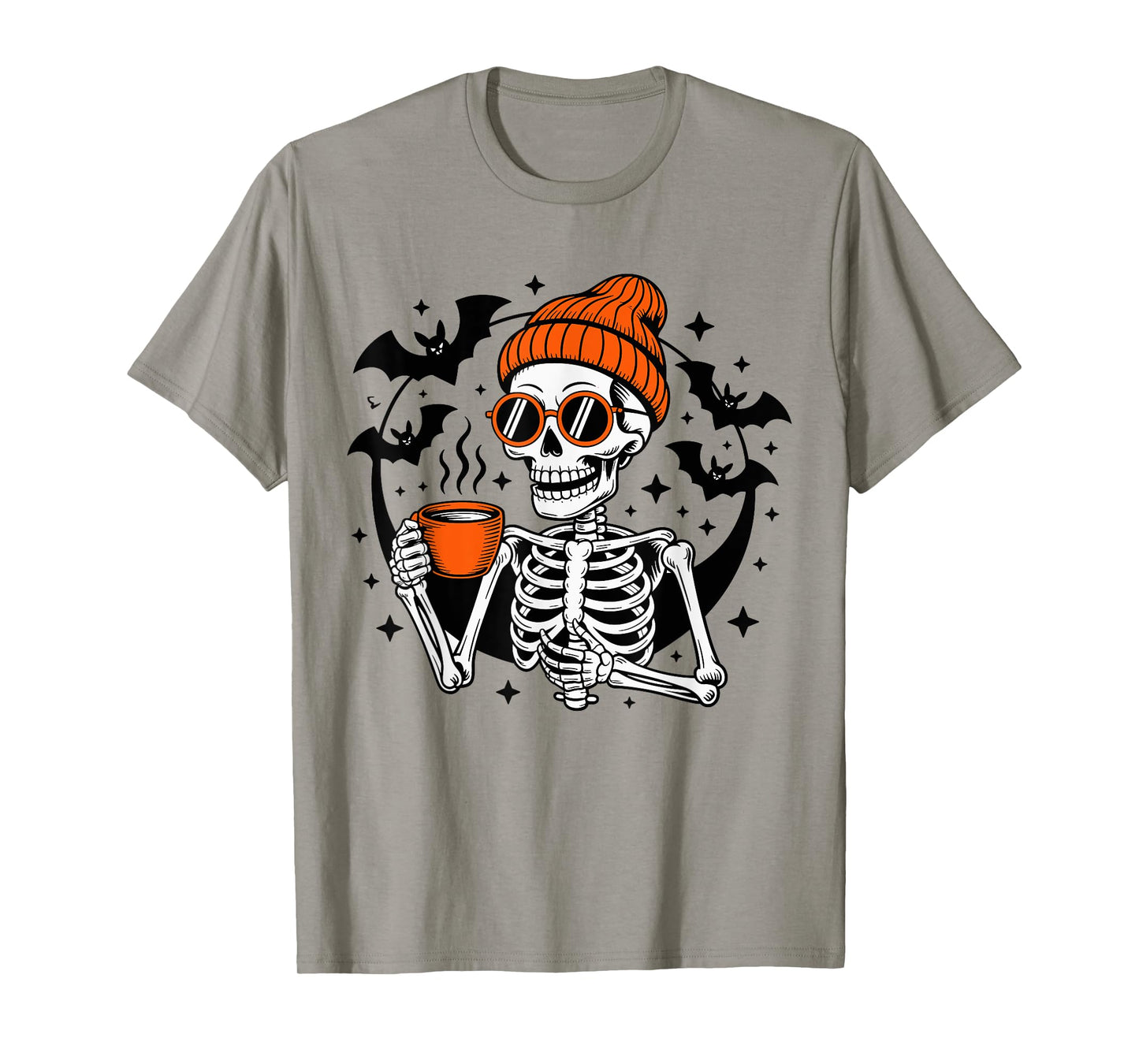 Halloween Skeleton Drinking Coffee Costume bat Dad Boys Men T-Shirt