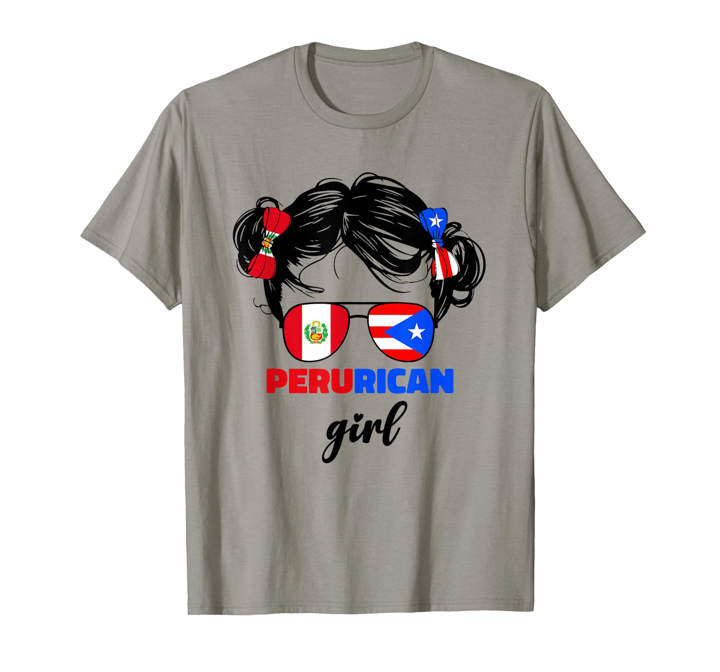Half Peruvian And Puerto Rican Rico Peru Flag Girls Kids Mix T-Shirt
