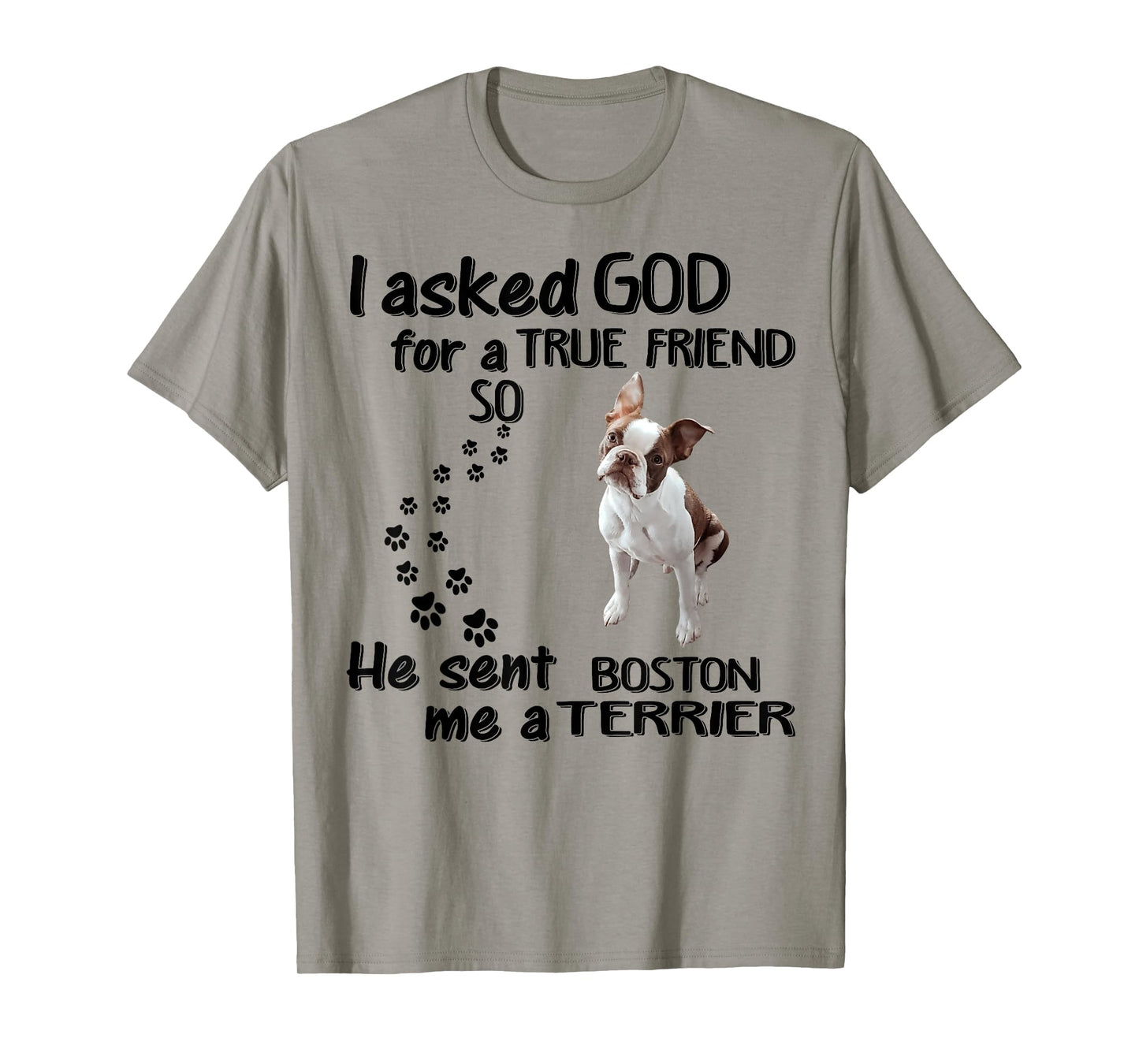 I Asked God For True Friend So He Sent Boston Terrier T-Shirt