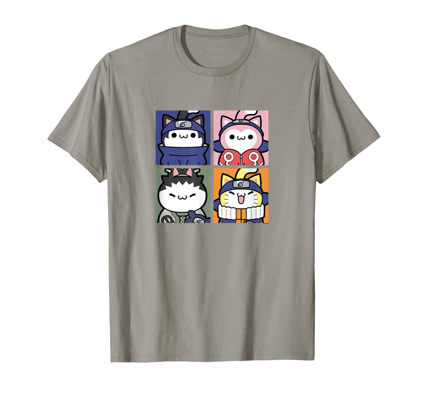 Nyaruto Sasuke Sakura Shikamaru Naruto Cats Group Shot Panel T-Shirt