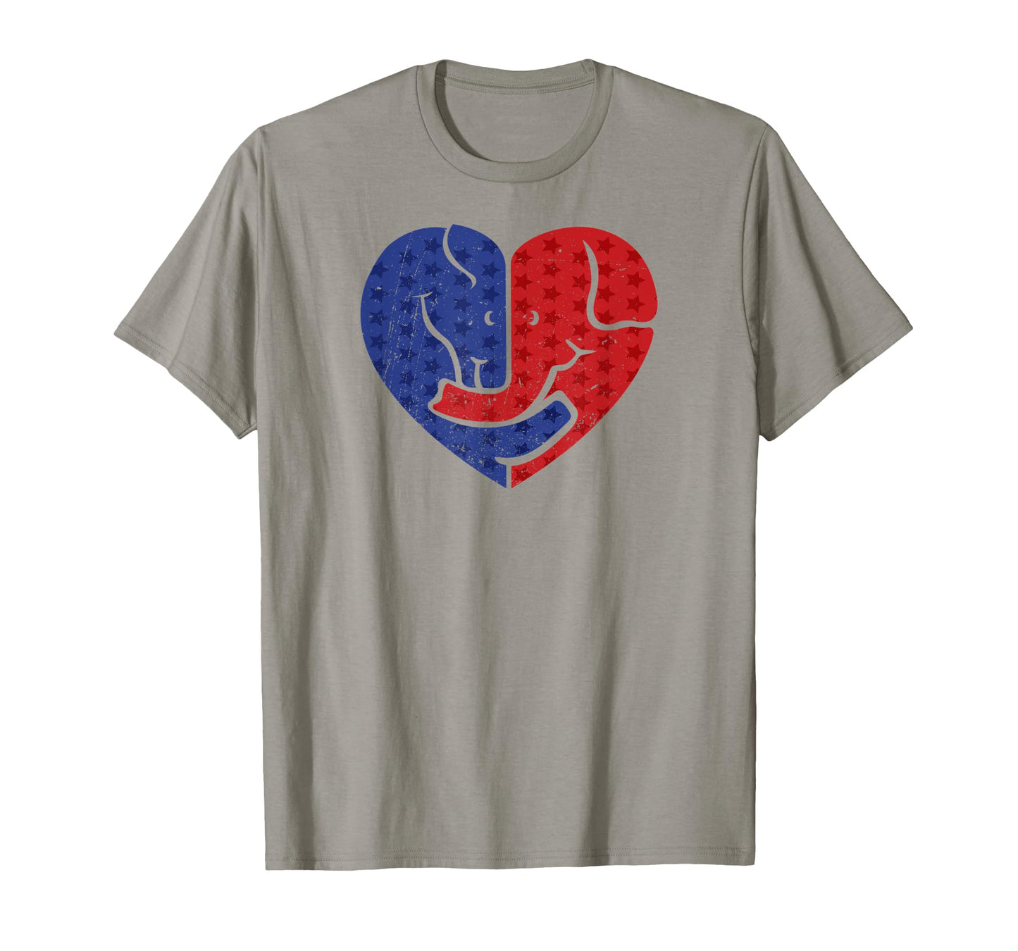 Democratic Donkey and Republican Elephant Love Heart T-Shirt
