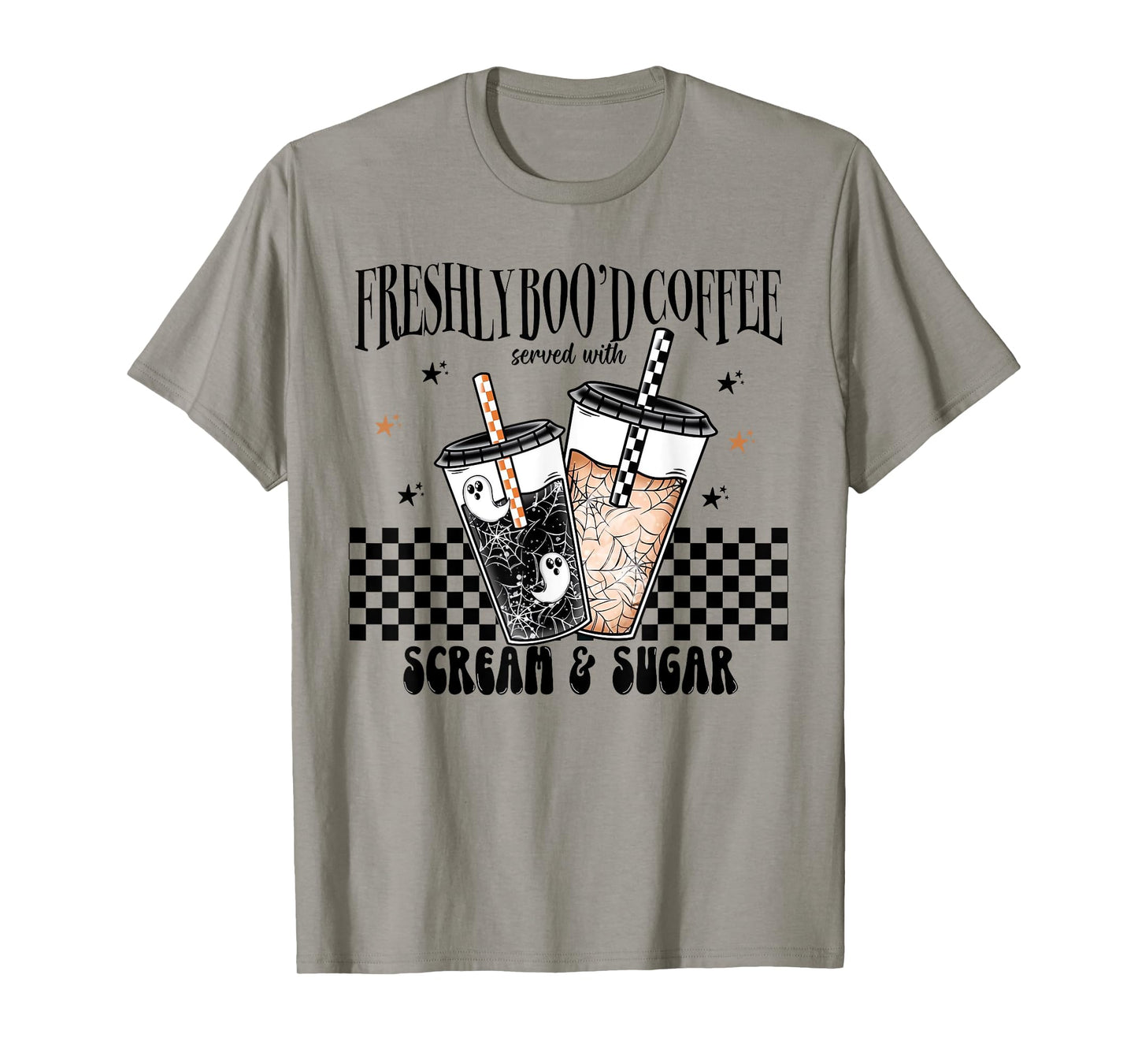 Retro Freshly Boo'd Coffee Lovers Boujee Ghost Halloween T-Shirt