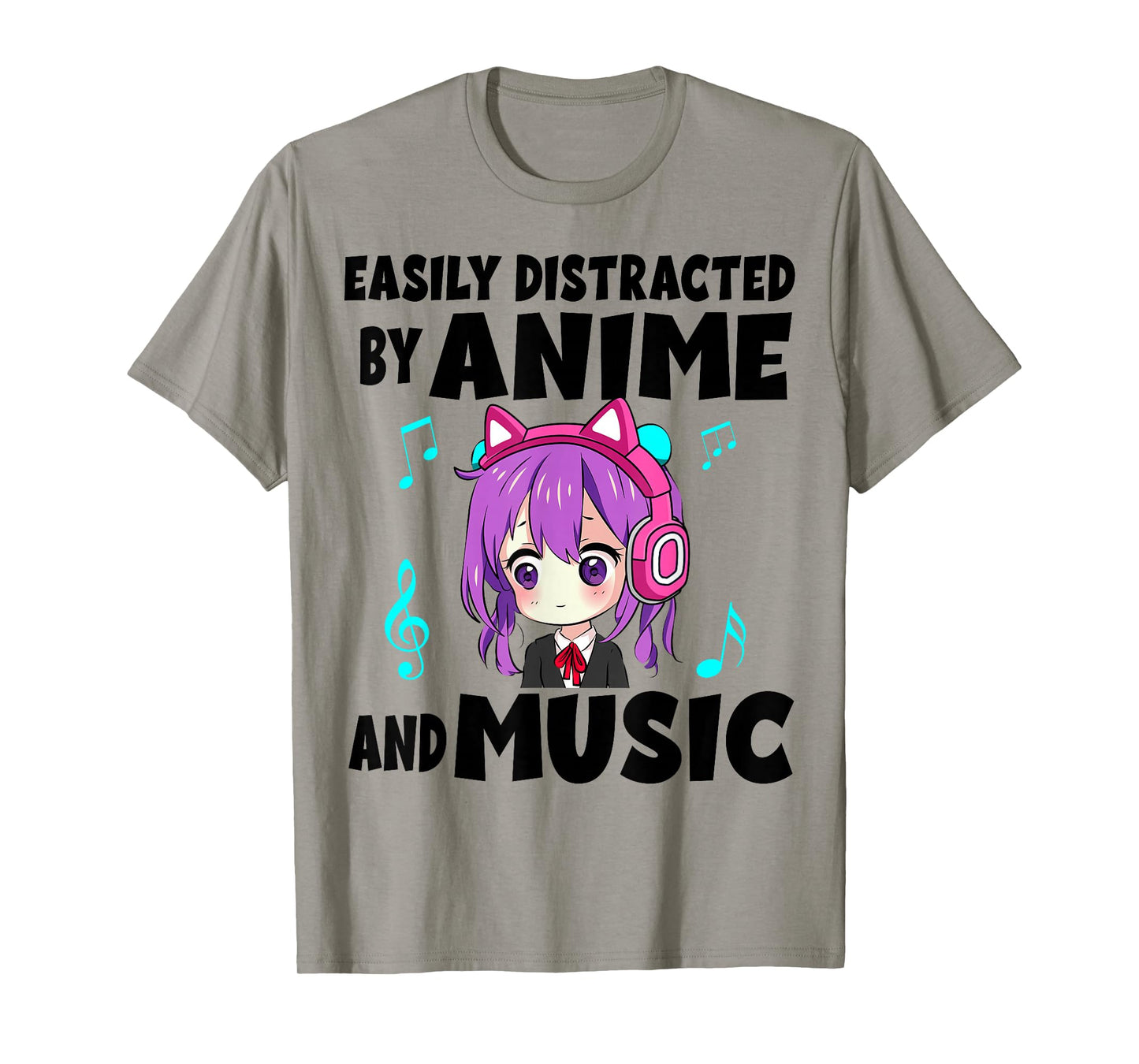 funny Anime and Music Girl for Teen chibi graphic Anime girl T-Shirt