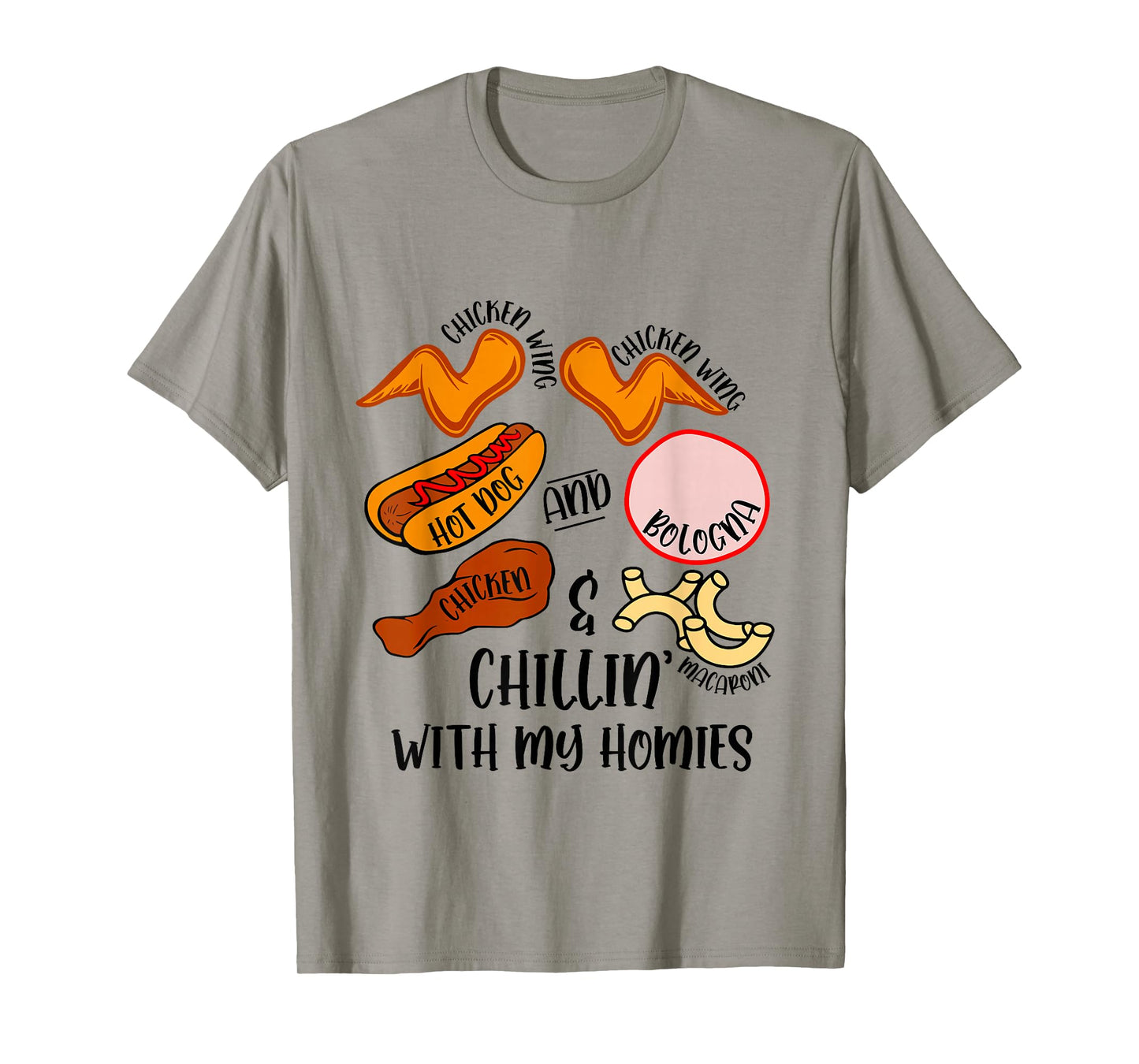 Funny Chicken Wing Song Lyric Hot Dog Bologna Macaroni Kids T-Shirt