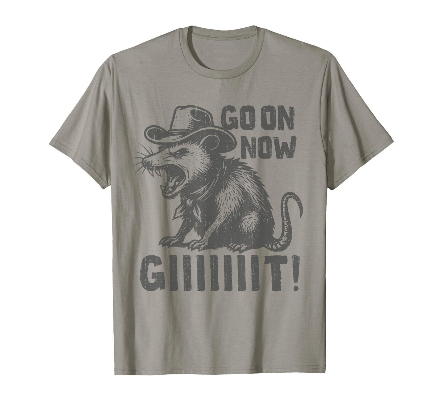 Vintage Cowboy Opossum Go On Now Git Western Country Rodeo T-Shirt