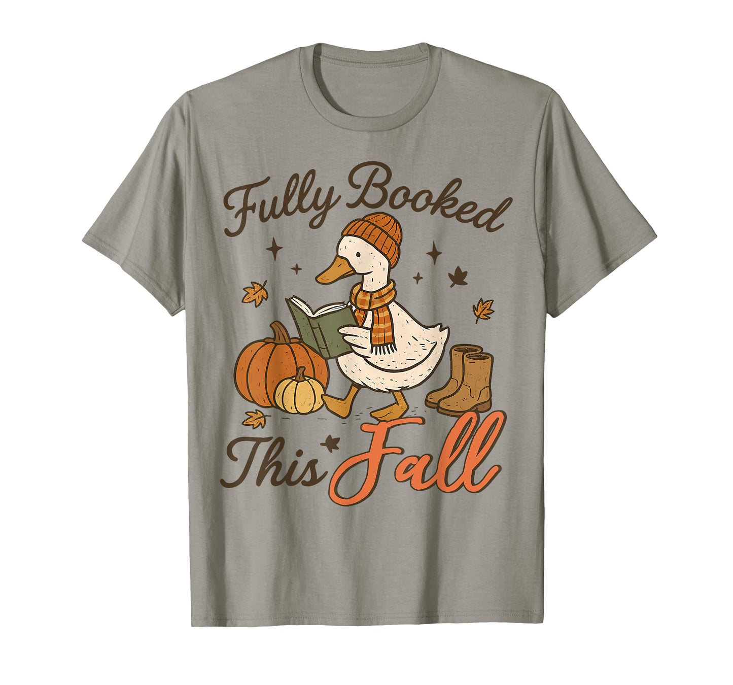 Funny Fully Booked This Fall Cute Goose Autumn Reading Women T-Shirt