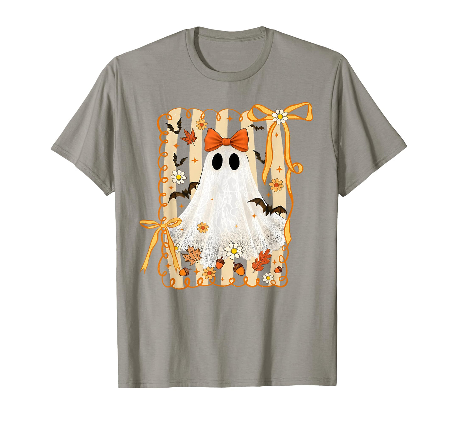 Coquette Bow Ghost Halloween Spooky Lace Ghost Girl Women T-Shirt