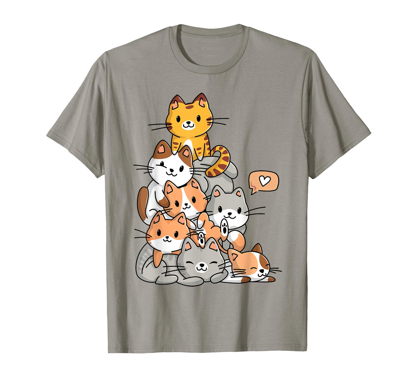 Cute Kawaii Cat Kitty Meowtain Cats Pile Chibi Women Girls T-Shirt Small