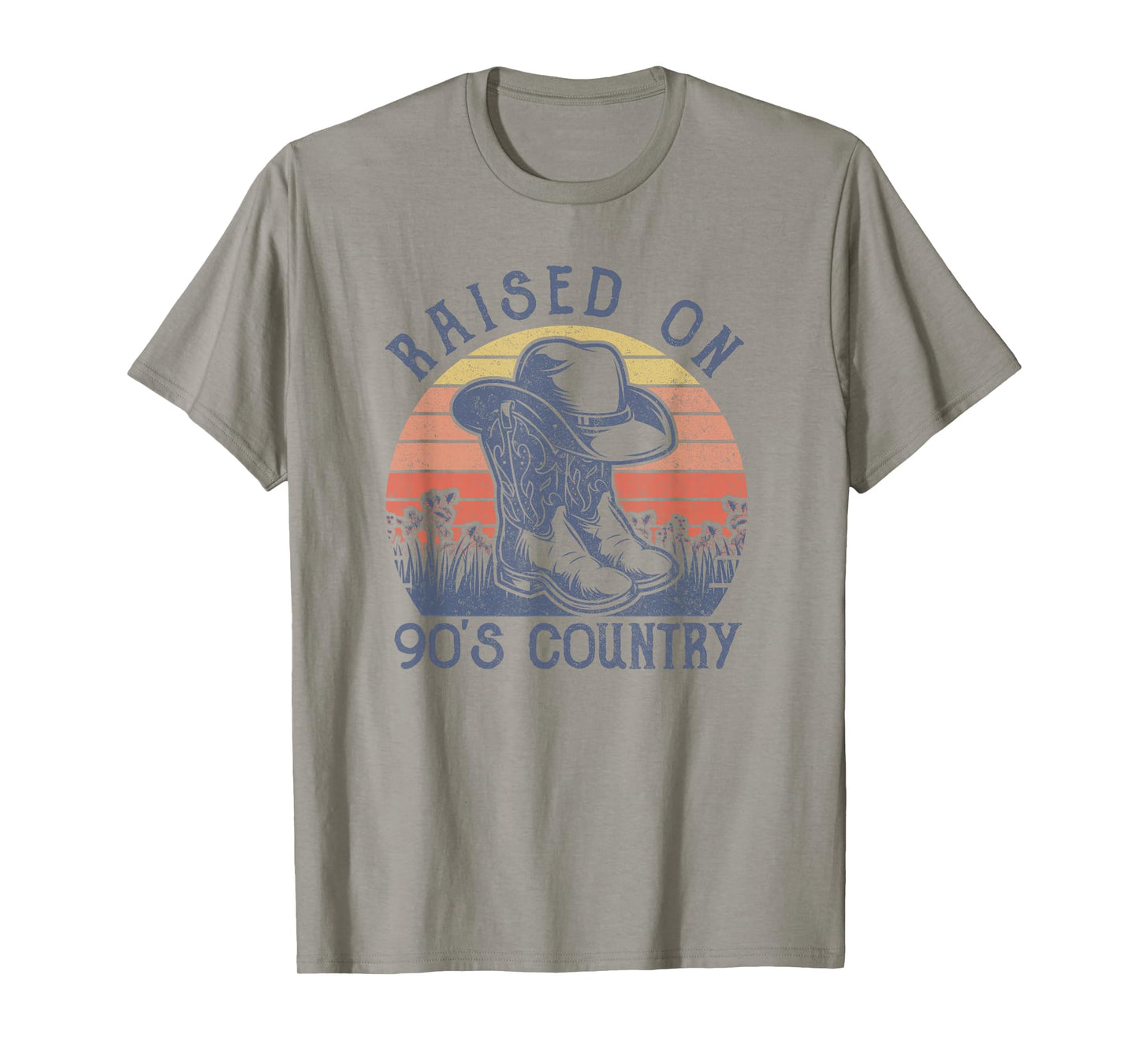 Vintage Western Raised On 90's Country Music Cowboy Hat T-Shirt