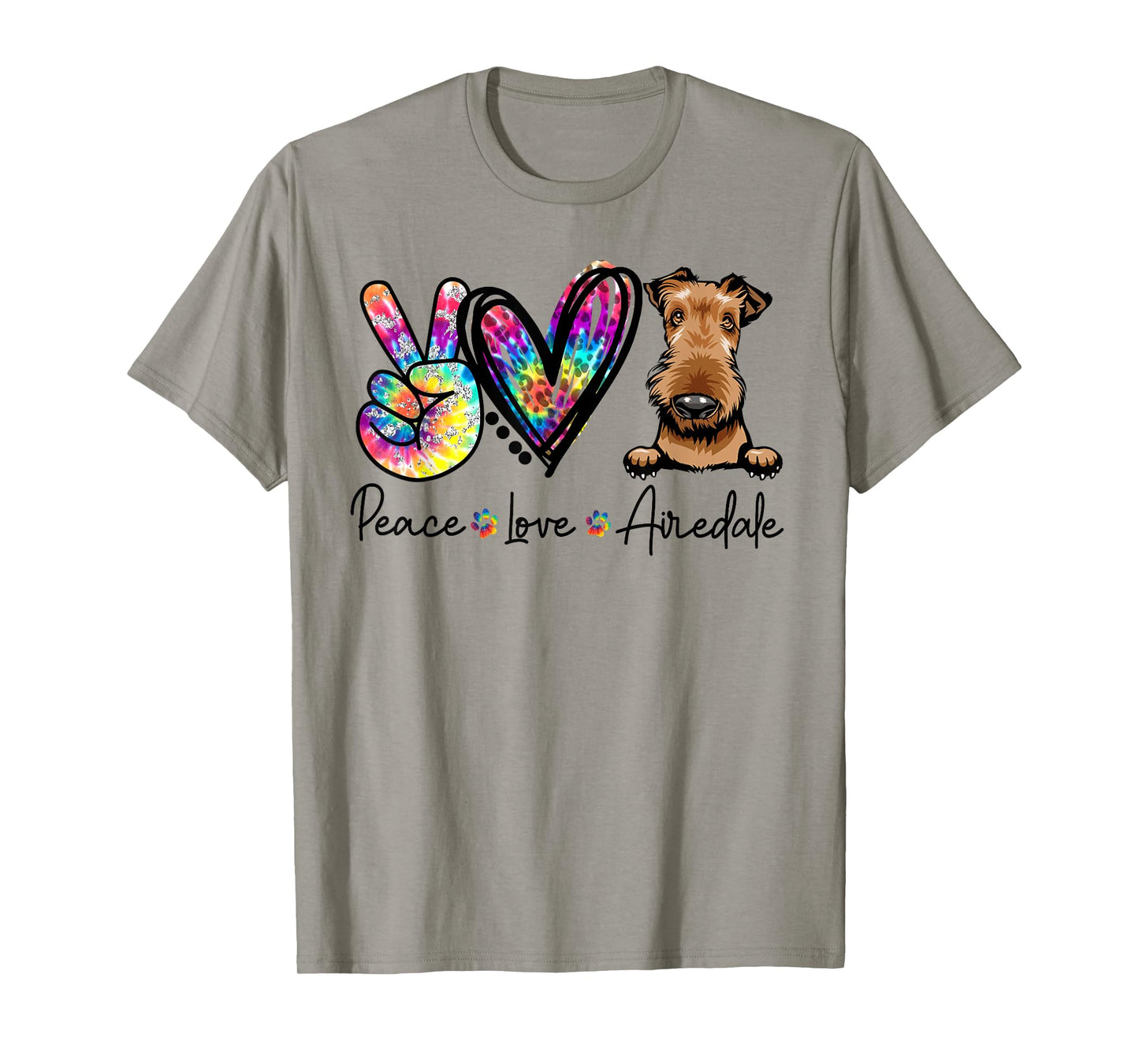 Peace Love Airedale Funny Tie Dye Dog Lovers Men Women Girls Kids T-Shirt