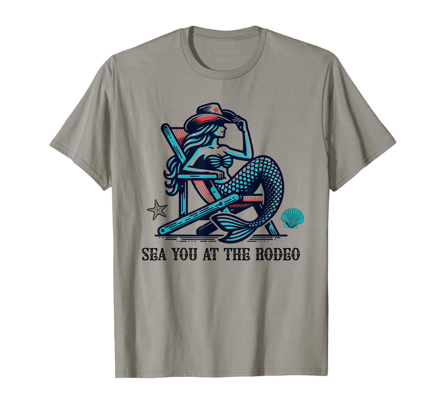 Sea You At The Rodeo Mermaid and Cowboy Hat Summer Beachy T-Shirt