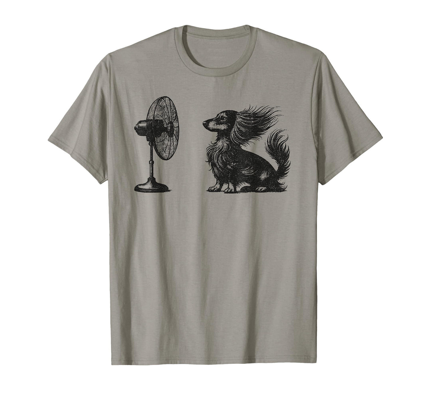 Funny Long haired Dachshund Dog with Fan Doxie Wiener Dog T-Shirt
