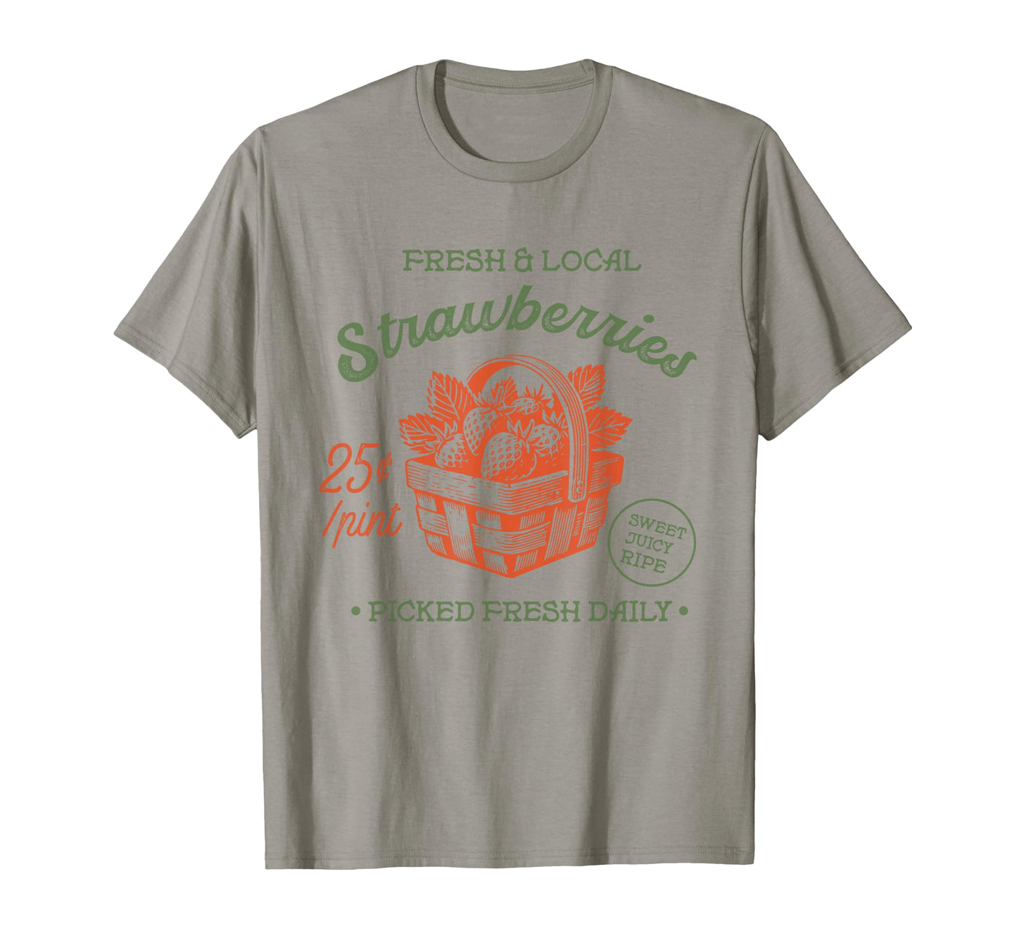 Fresh & Local Strawberries Basket Retro Farmer Market Tee T-Shirt
