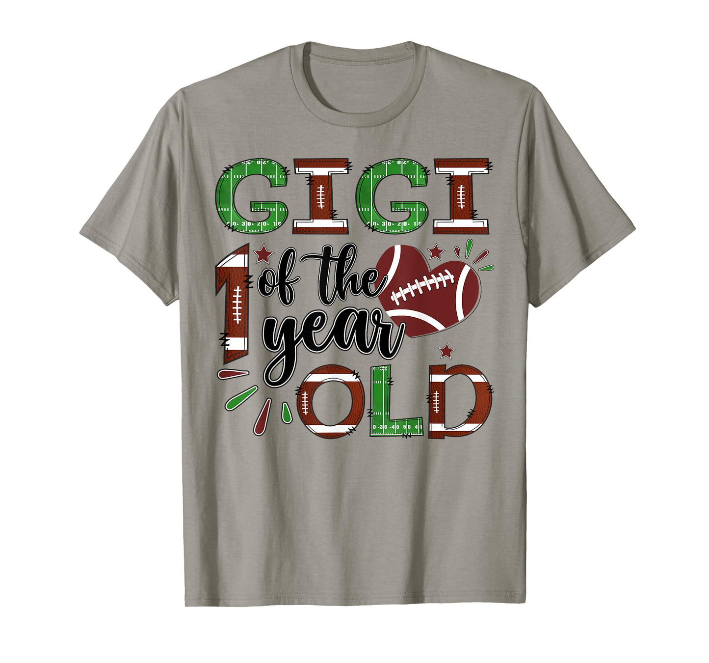 Gigi Of The 1 Year Old Football 1St Year Down Birthday T-Shirt
