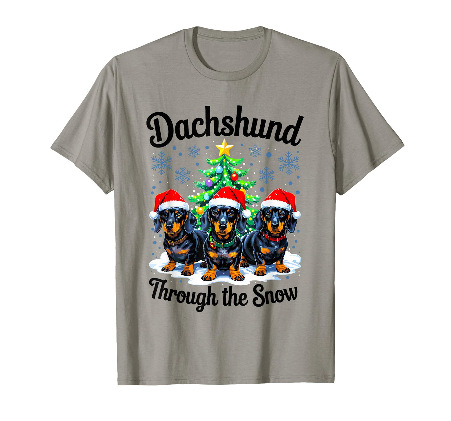 Funny Dachshund Through The Snow Christmas Light Dog Lovers T-Shirt