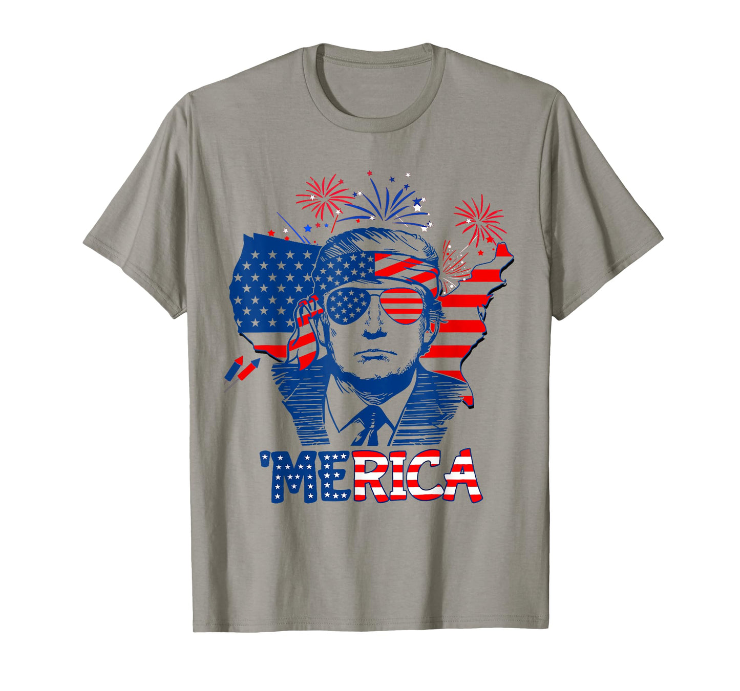 MERICA Shirt Funny 4th Of July American Flag Men Women T-Shirt