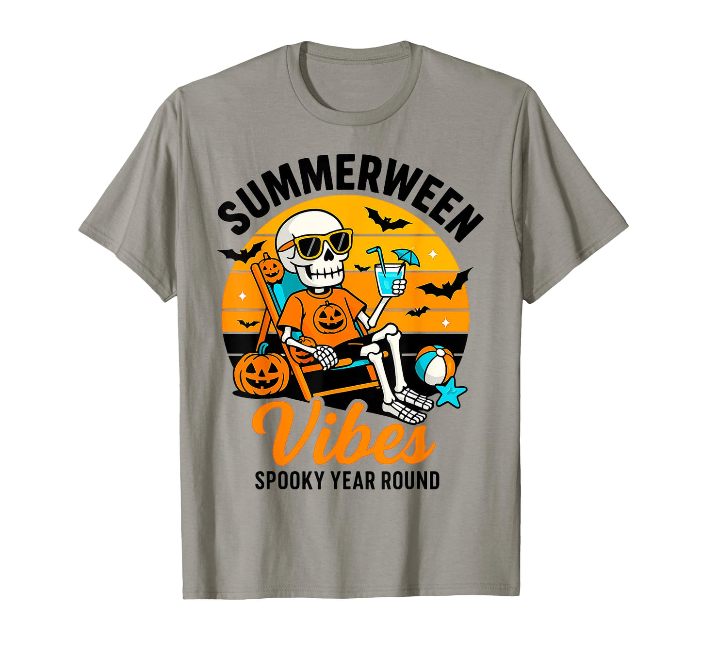 Halloween Summer Ween Vibes Spooky Skeleton Float Costume T-Shirt