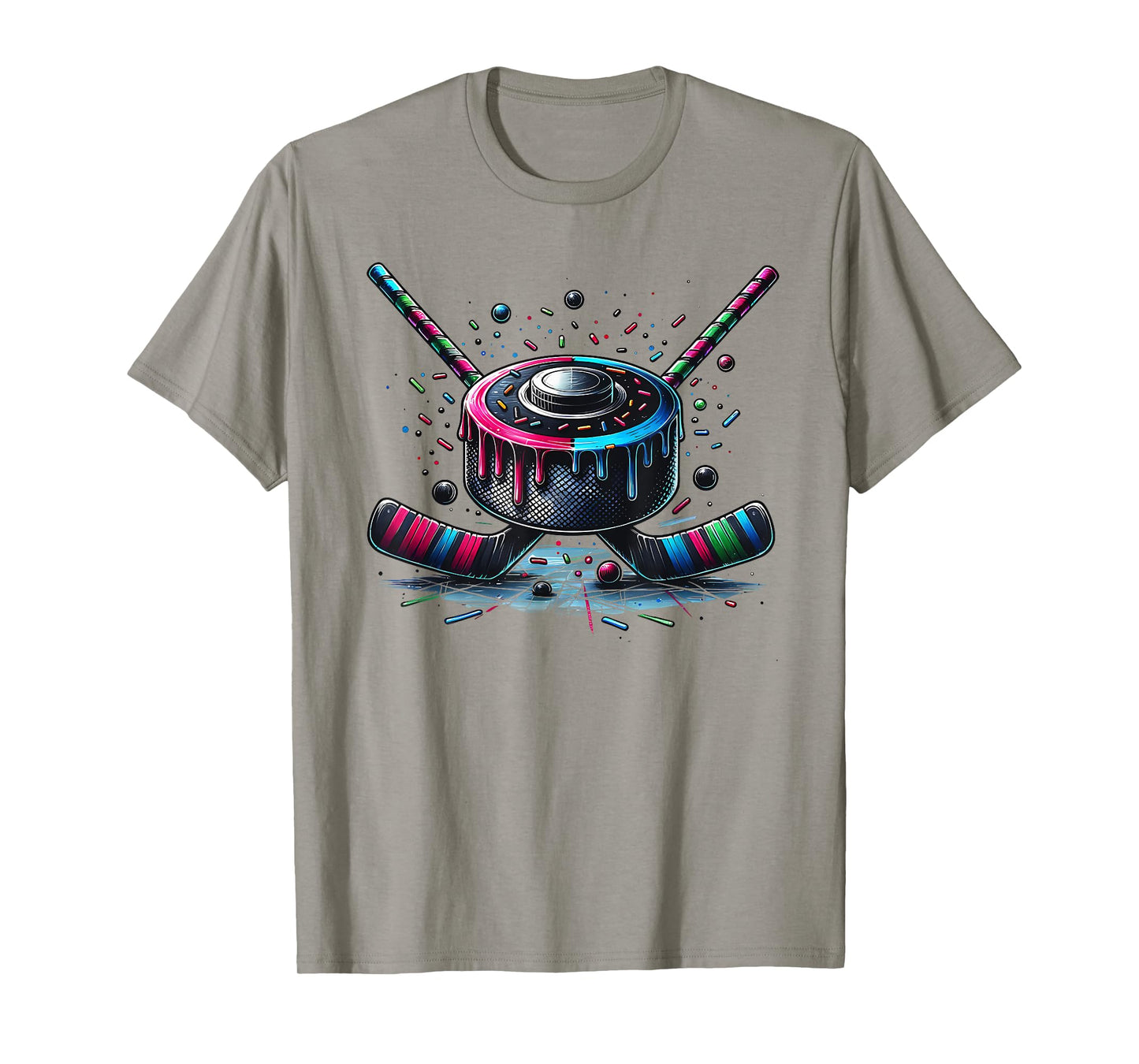 Ice Hockey Ice Cream Drip with Sprinkles Game Day T-Shirt