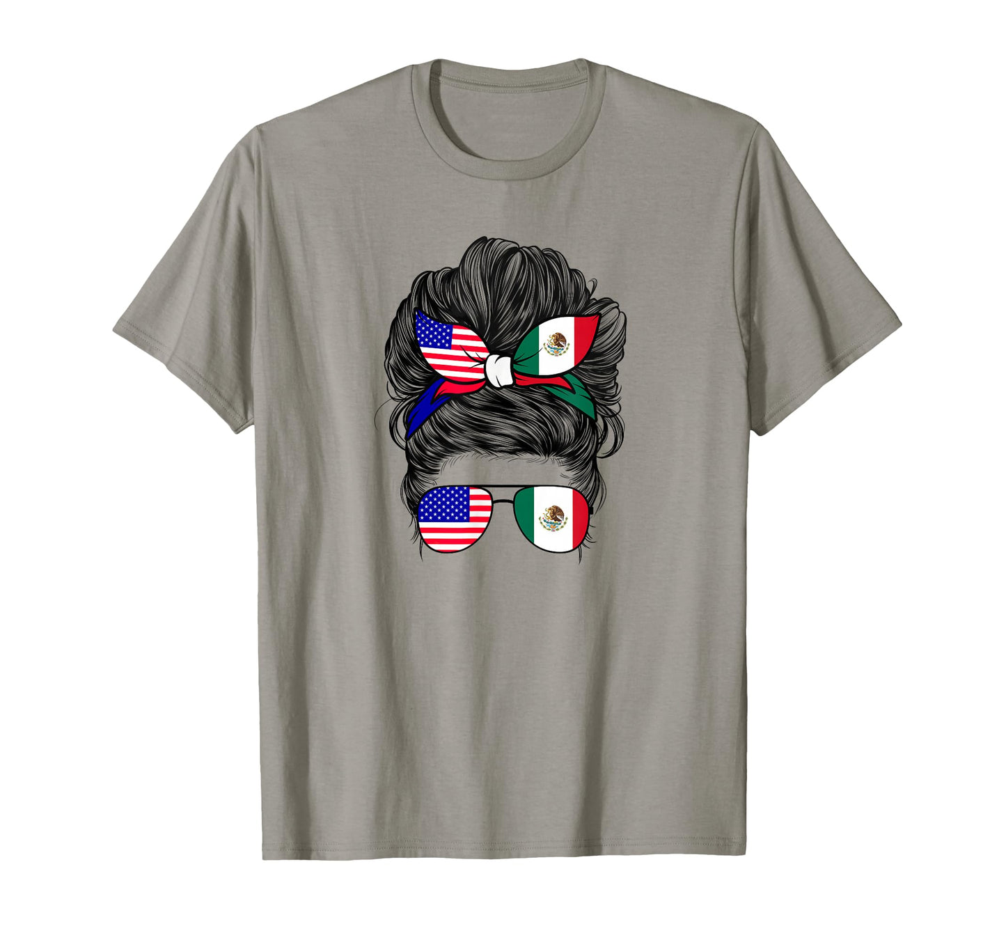 Half American And Mexican Mexico America Flag Girl Womens T-Shirt