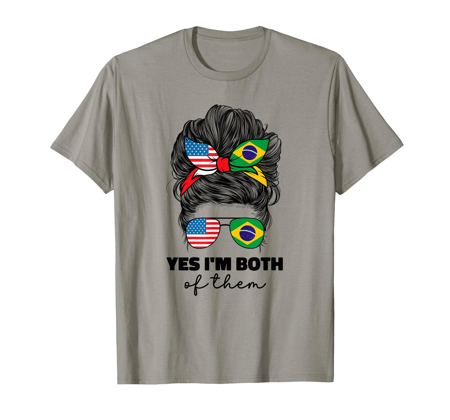 Half American And Brazilian America Usa Brazil Flag Girl Mix T-Shirt