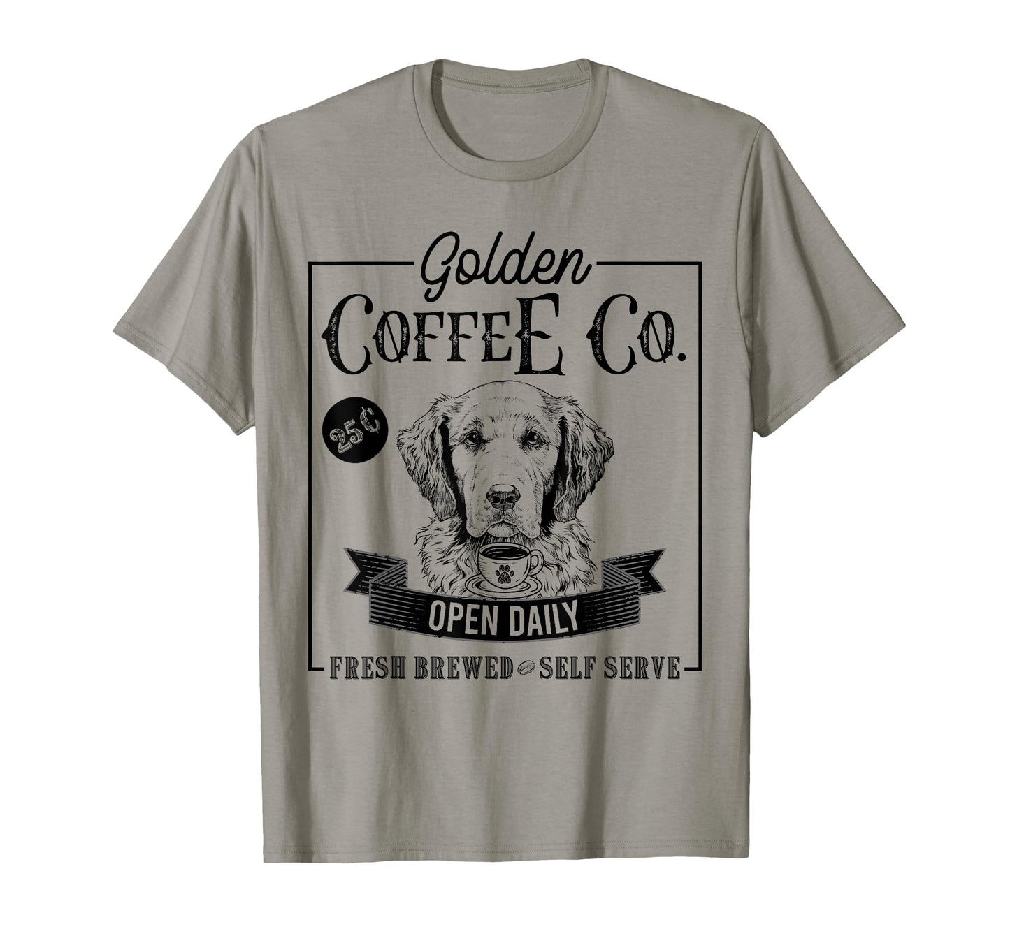 Retro Golden Retriever Coffee Funny Dog Mom Coffee Lover T-Shirt
