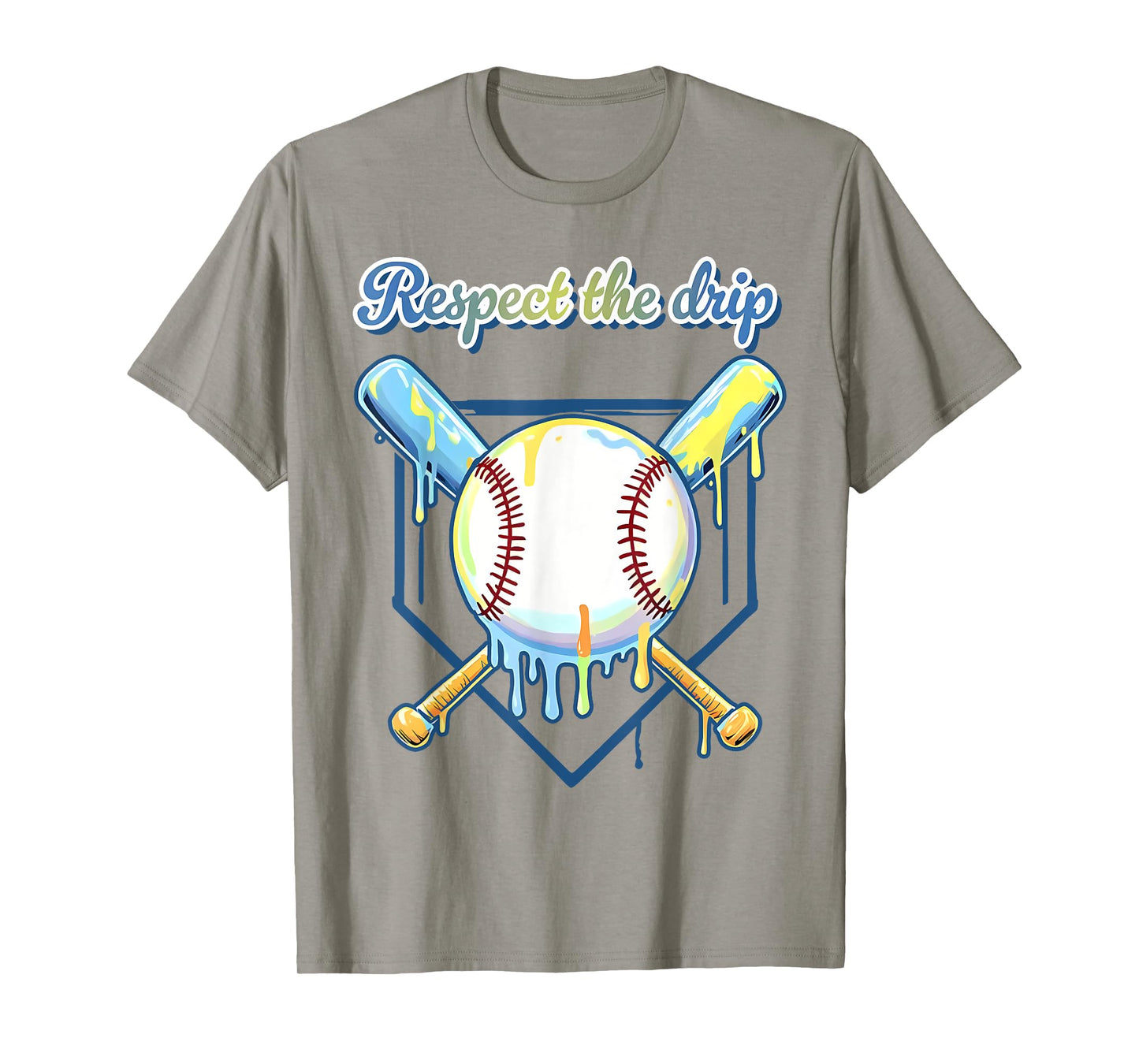 Respect The Drip Baseball Home Plate Ice Cream Drip T-Shirt