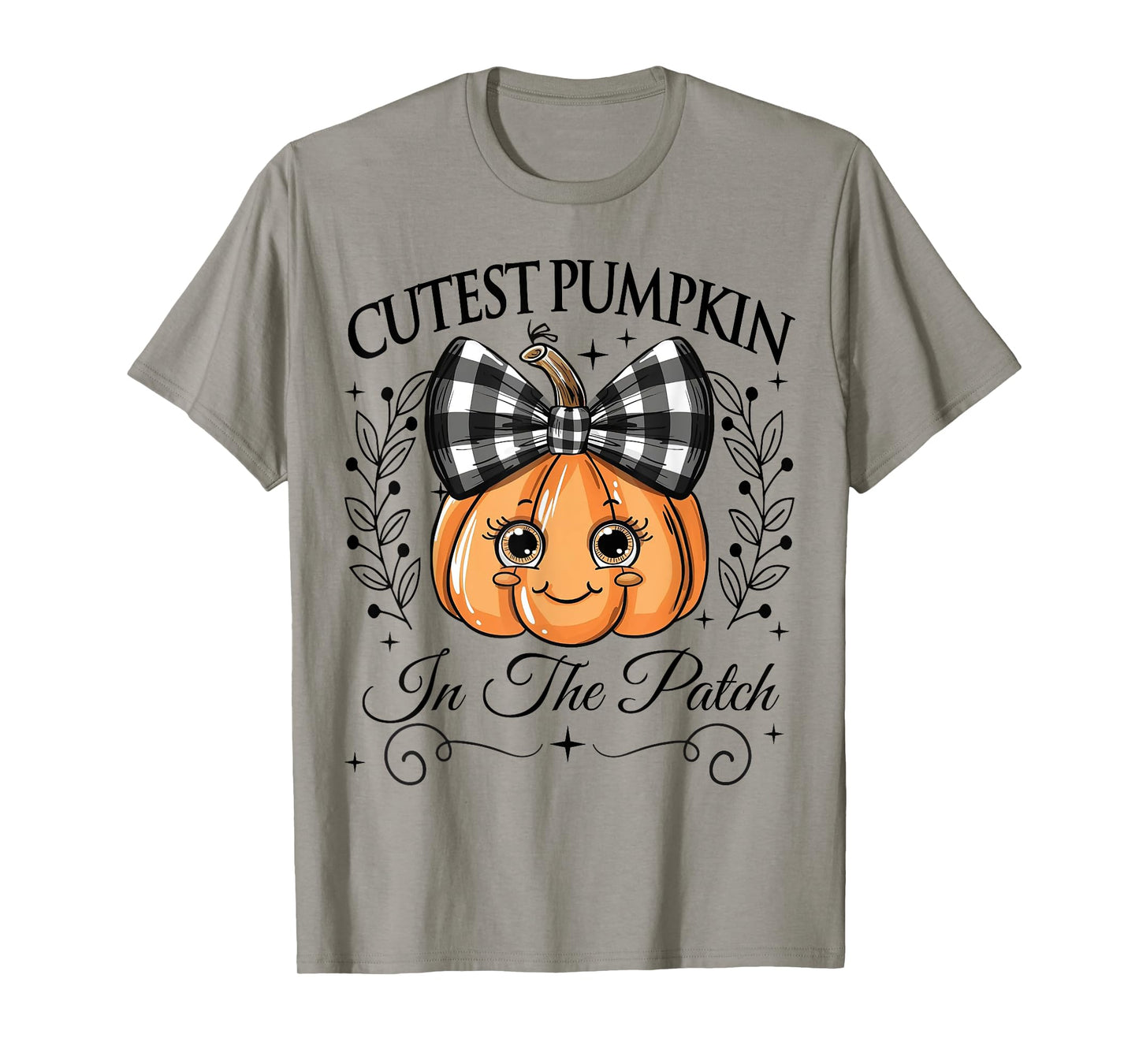 Cutest Pumpkin In The Patch Halloween Fall Bow Kids Girls T-Shirt