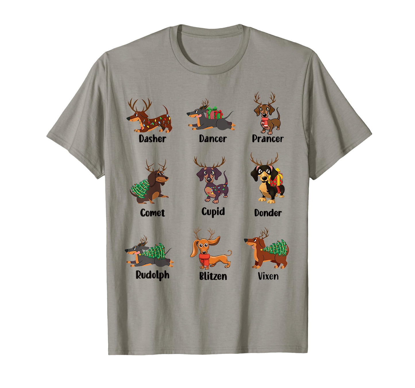 Funny Dachshund Names For Christmas tshirt Dancer . Dasher T-Shirt
