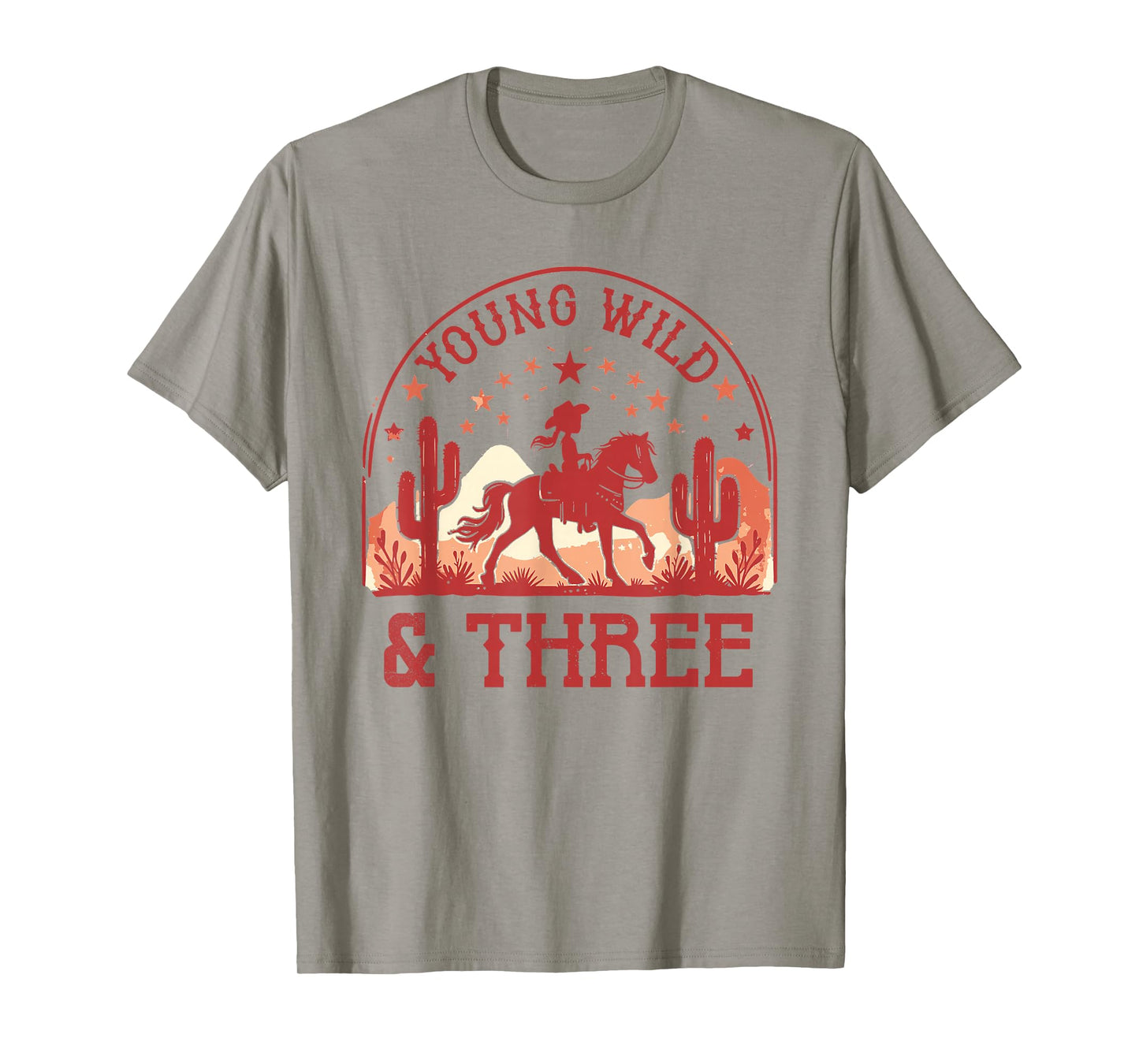 Young Wild & Three 3rd Bday Girl 3 Year Old Western Cowgirl T-Shirt