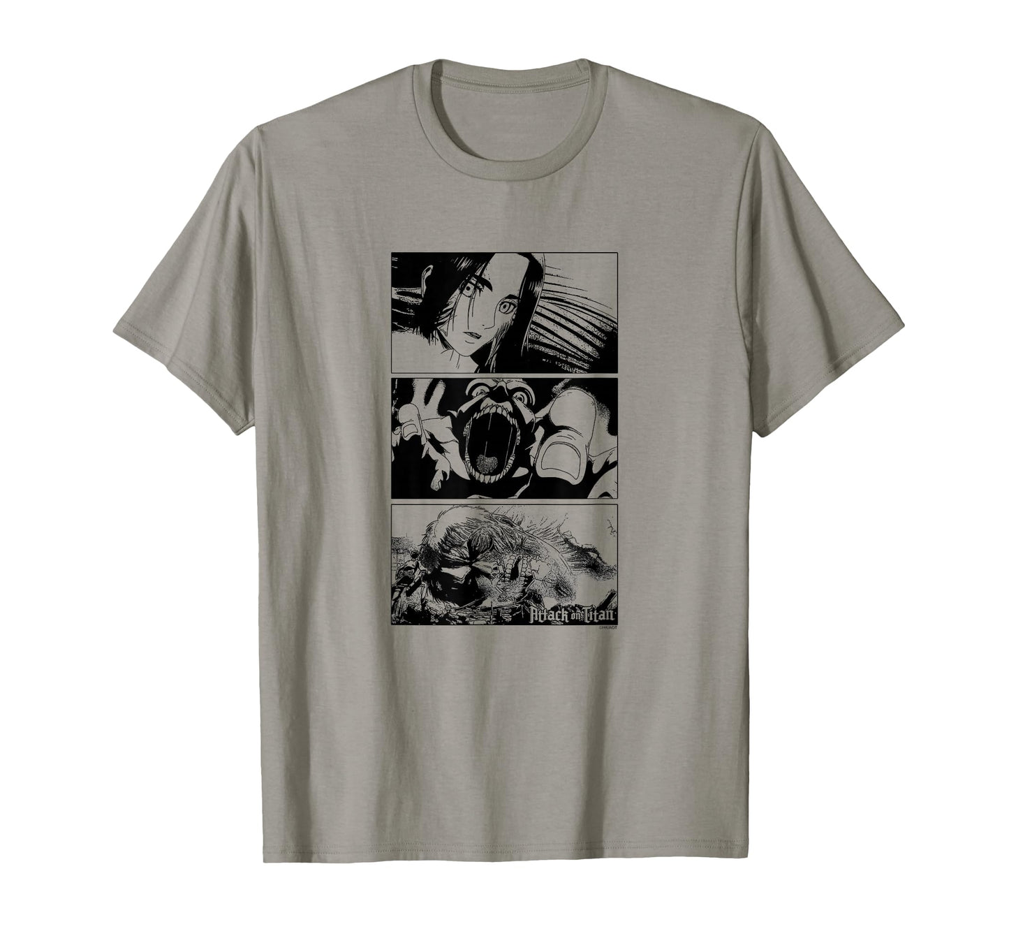 Attack on Titan Season 3 Stacked Scenes Black and White T-Shirt