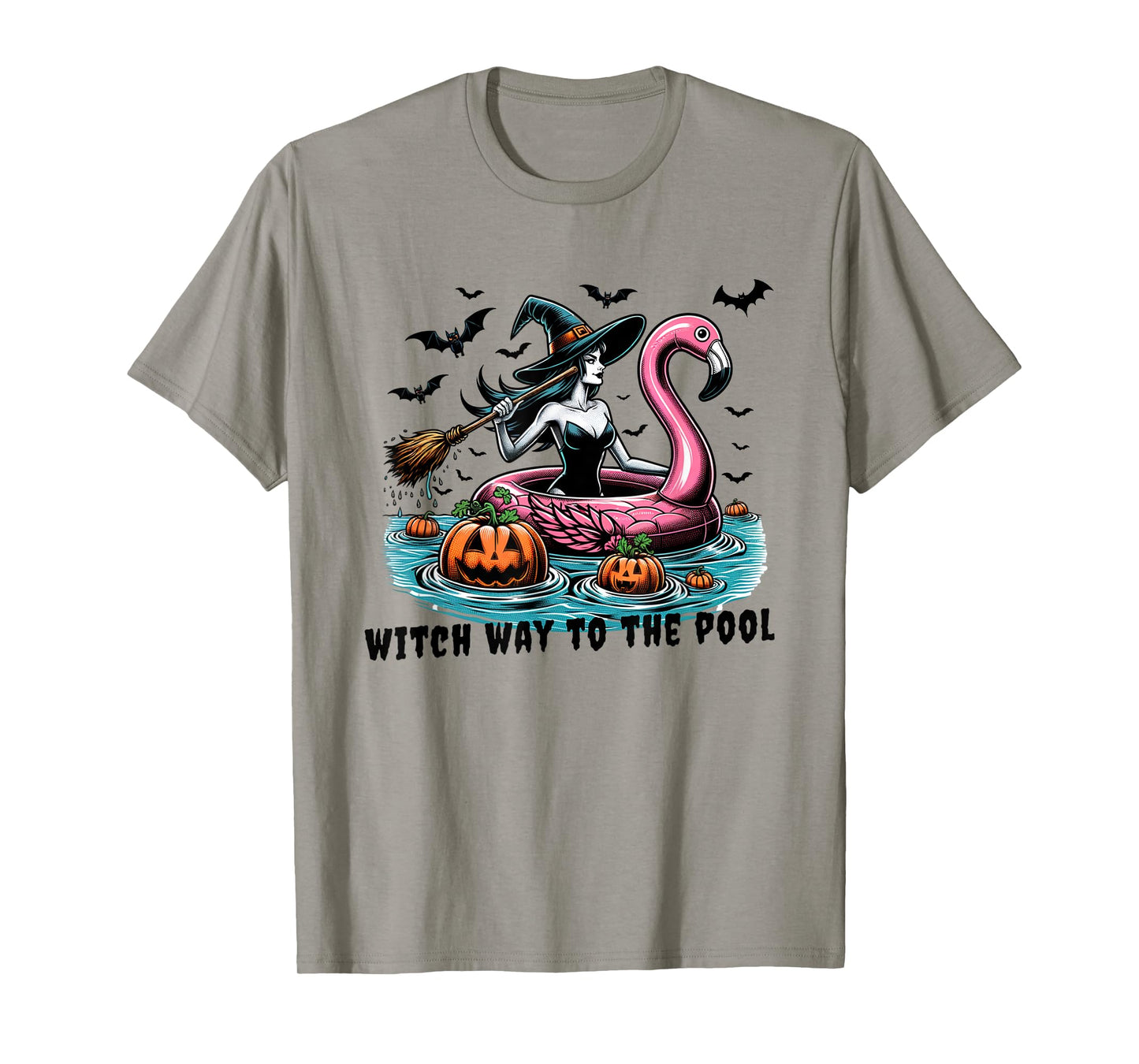 Witch Way To The Pool Funny Summer Autumn Fall Goth Spooky T-Shirt