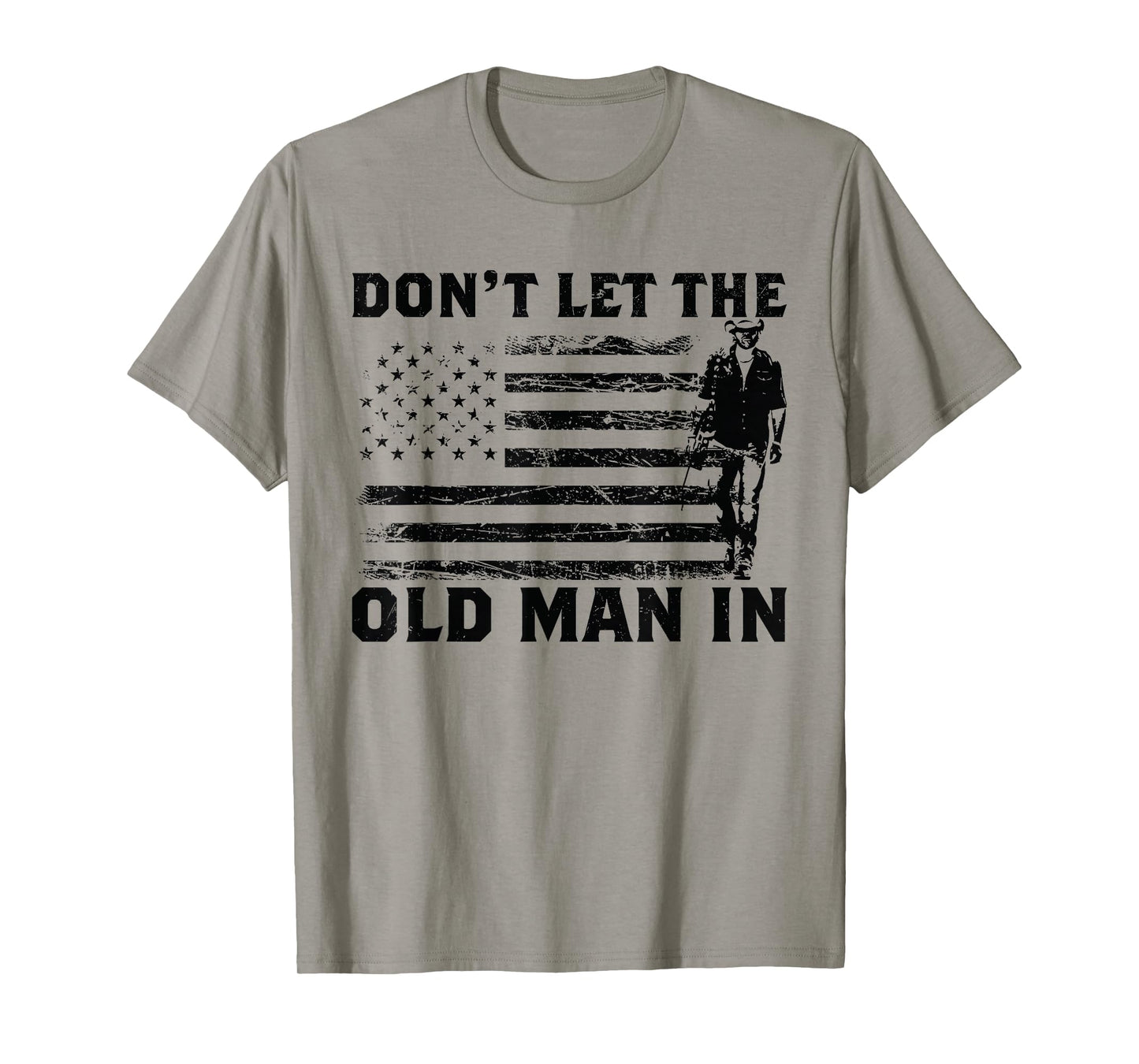 Don't Let The Old Man American Flag In Guitar Walking Retro T-Shirt