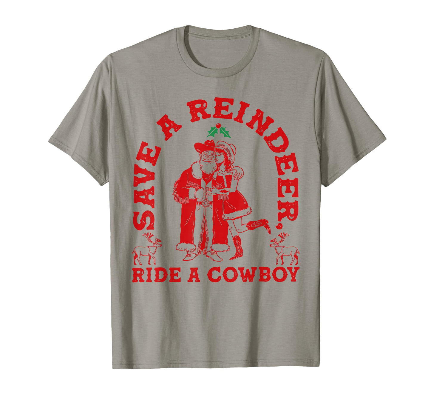Save Reindeer Santa Ride Cowboy Christmas Country Western T-Shirt