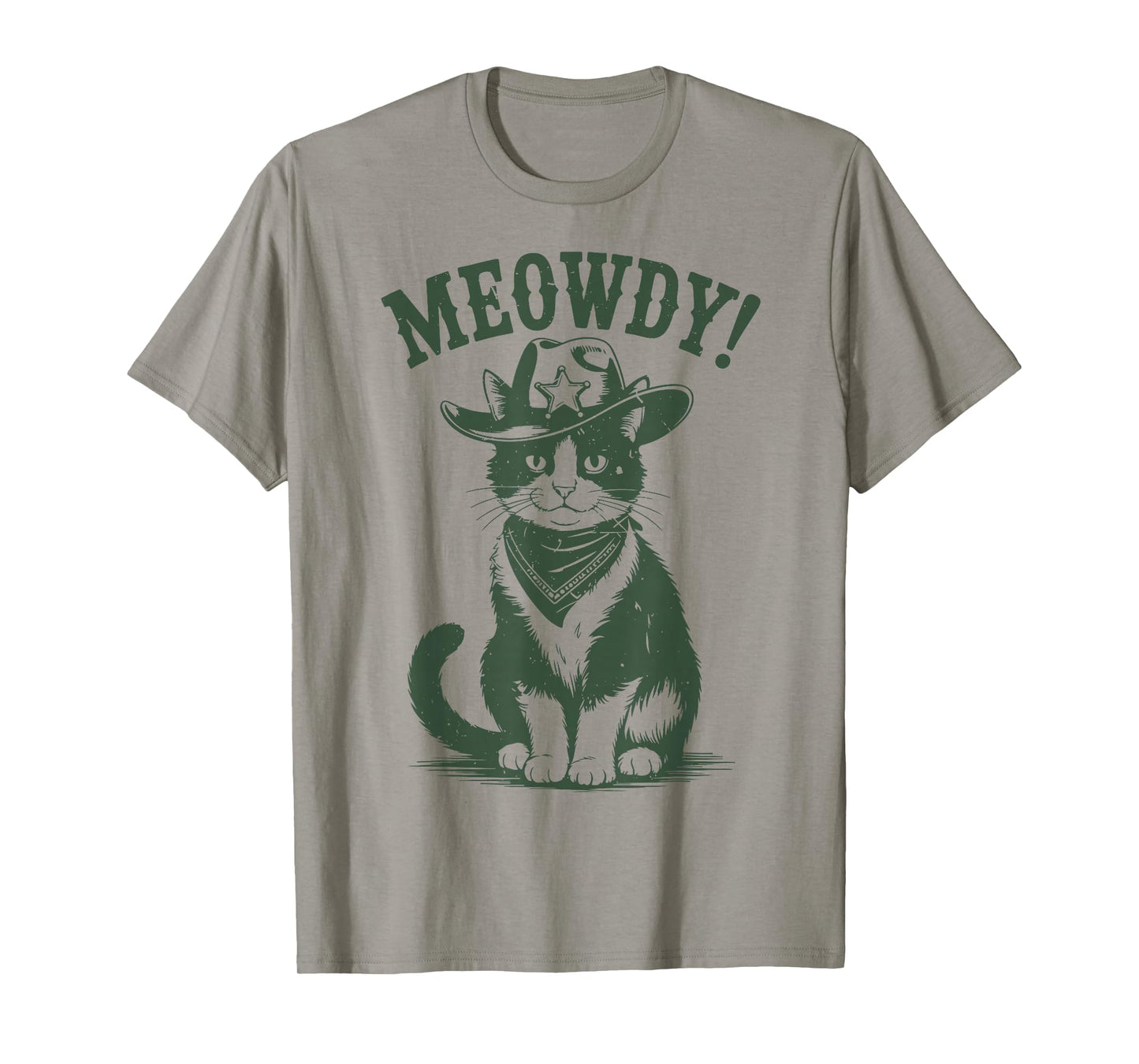 Meowdy Tuxedo Cat Cowboy Country Western Funny Dad Mom Men T-Shirt