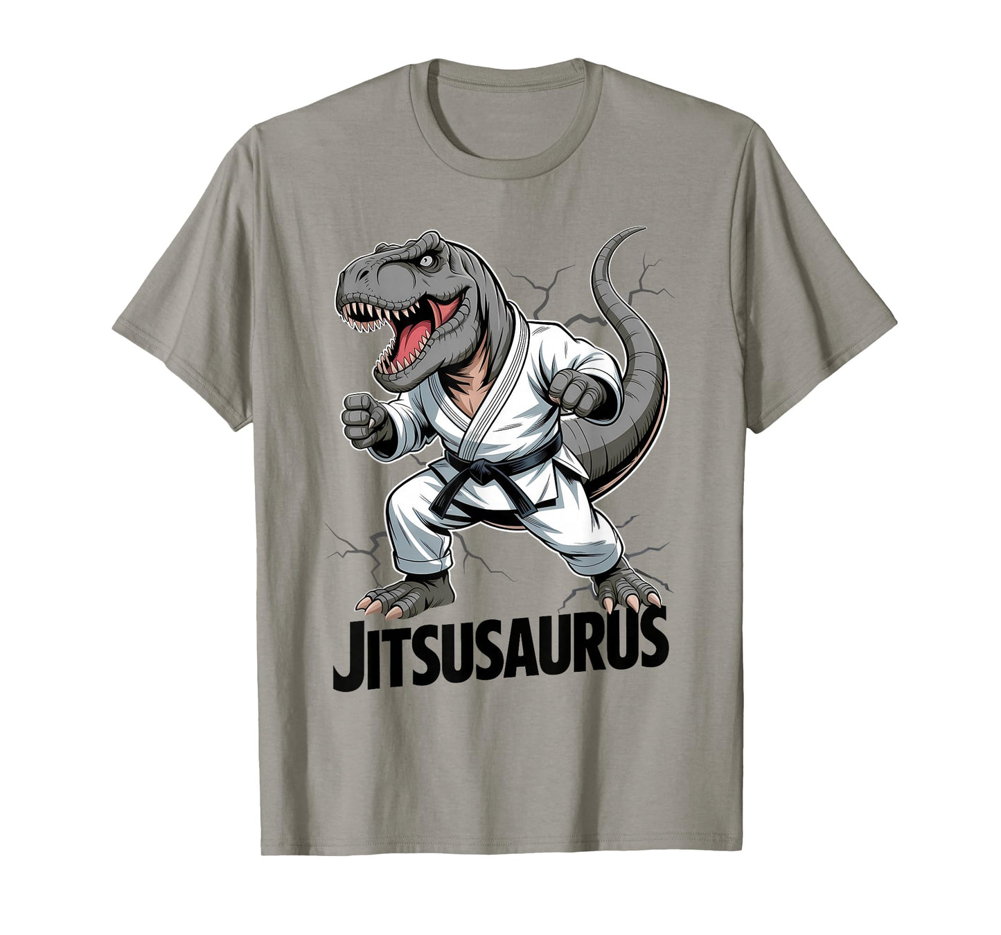 Jitsusaurus Funny Dinosaur Brazilian Jiu Jitsu T-rex White T-Shirt