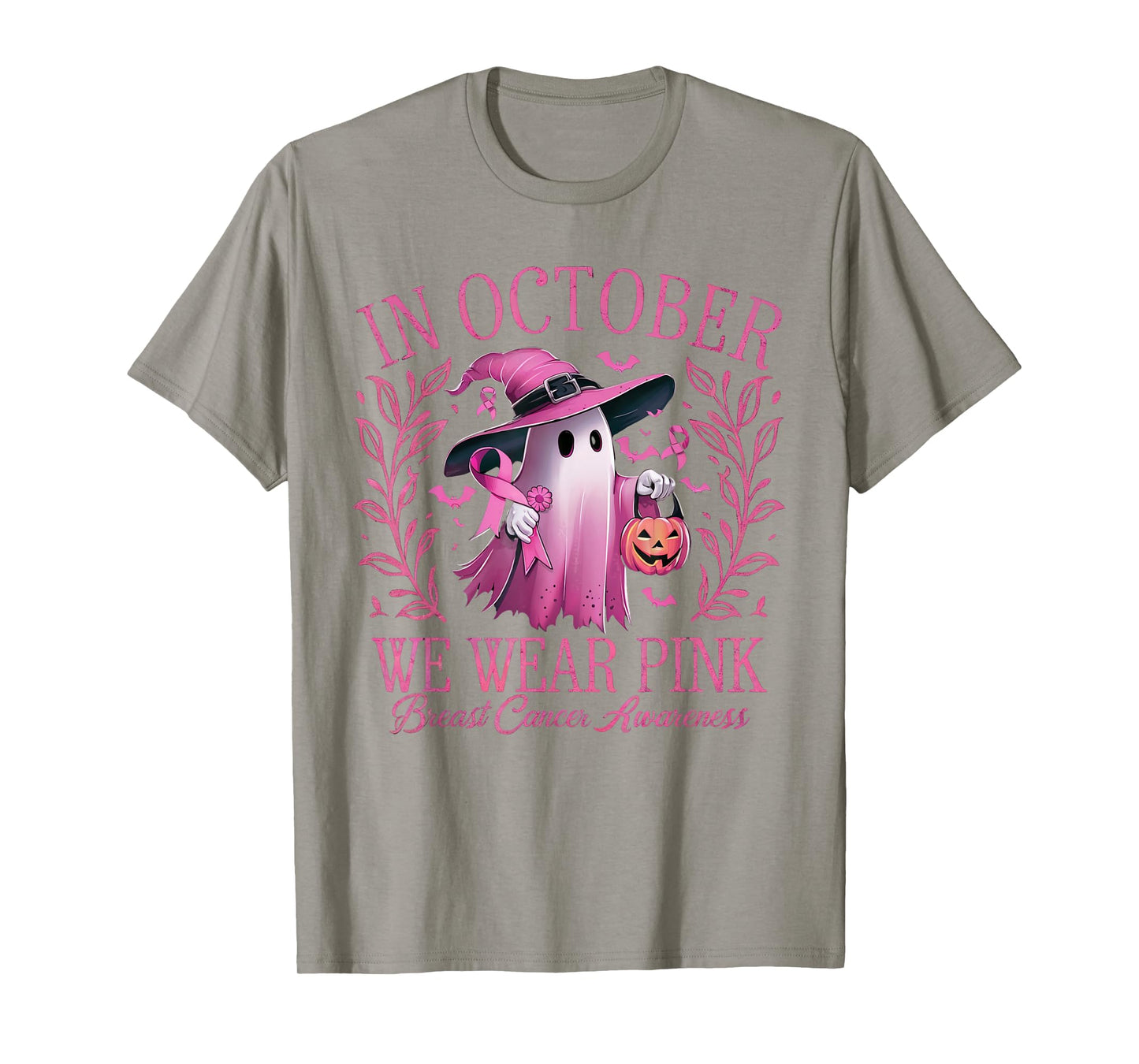In October We Wear Pink Breast Cancer Awareness Halloween T-Shirt